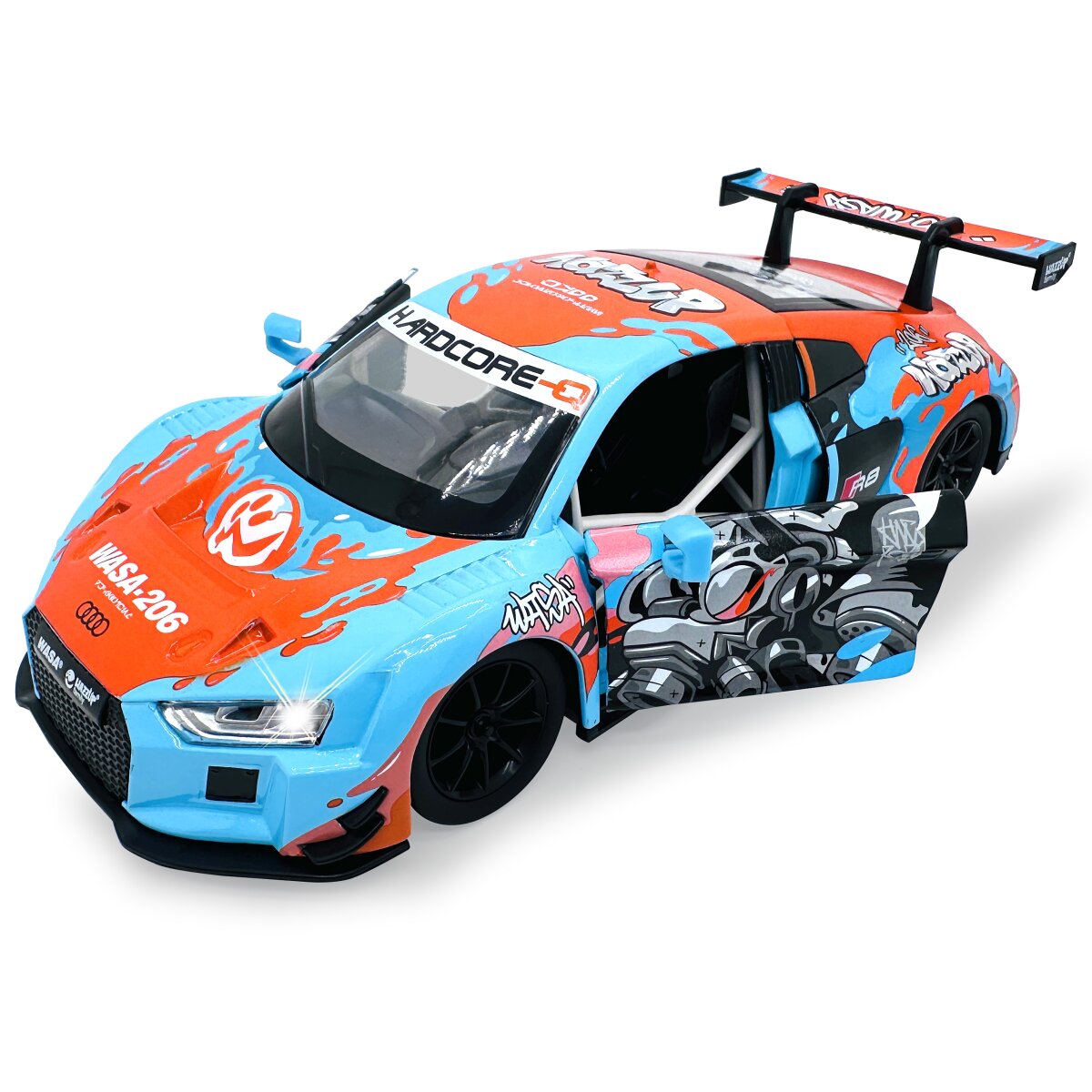 Audi R8 LMS Diecast 1:24 blau inkl. Knopfzellen Audi R8 LMS Diecast 1:24 blau inkl. Knopfzellen