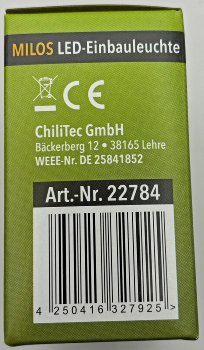 MILOS LED-Einbauleuchte "COB" weiß matt, 80x80mm, 3000k, warmweiß, 55Lumen