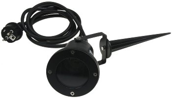 Gartenleuchte "CT-GS10", schwarz, 230V, 1,5m Kabel+Erdspieß, GU10 Fassung