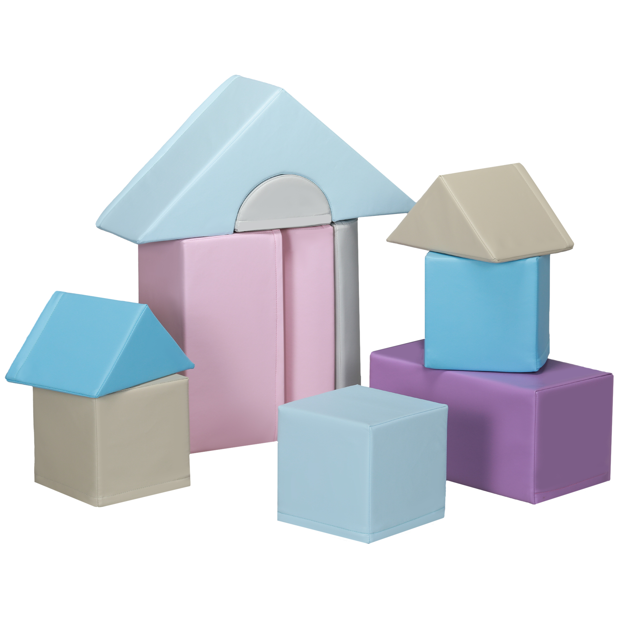 11-tlg. Softbausteinset, Schaumstoffbausteine zum Toben und Klettern, für Kinder, 1-3 Jahre, Kunstlederbezug, Bunt 11-tlg. Softbausteinset, Schaumstoffbausteine zum Toben und Klettern, für Kinder, 1-3 Jahre, Kunstlederbezug, Bunt