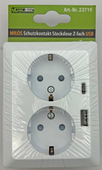 MILOS Schutzkontakt-Steckdose 2-fach, 250V~/ 16A, 1x UP, USB A+C/PD, weiß matt