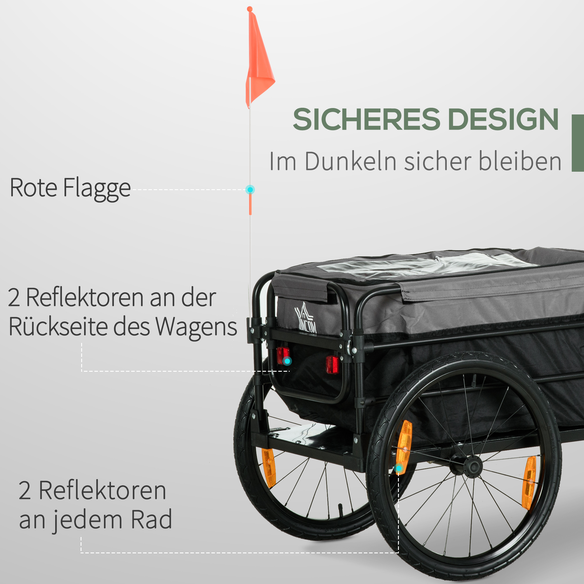 Lastenanhänger Bollerwagen 130 x 64 x 103 cm Stahl Schwarz+Grau