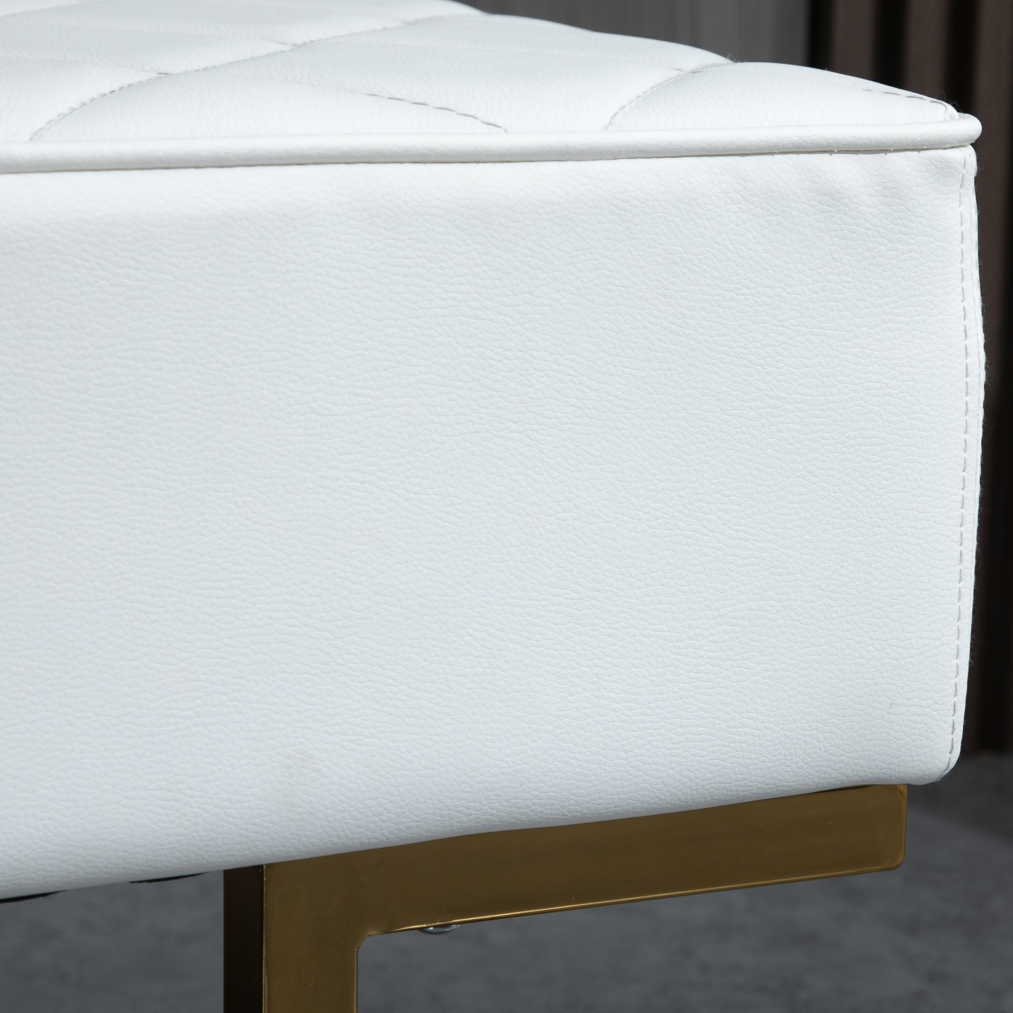 Sitzbank für Schlafzimmer Truhenbank Bettbank Wohnzimmer Kunstleder Metall Weiß+Gold 120 x 43 x 42 cm