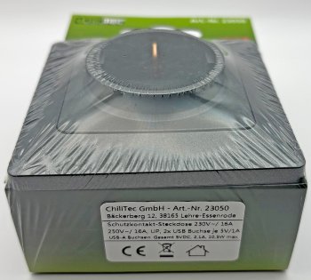 MILOS Schutzkontakt-Steckdose, Anthrazit, 250V~/ 16A, UP, 2x USB Buchse je 5V/1A