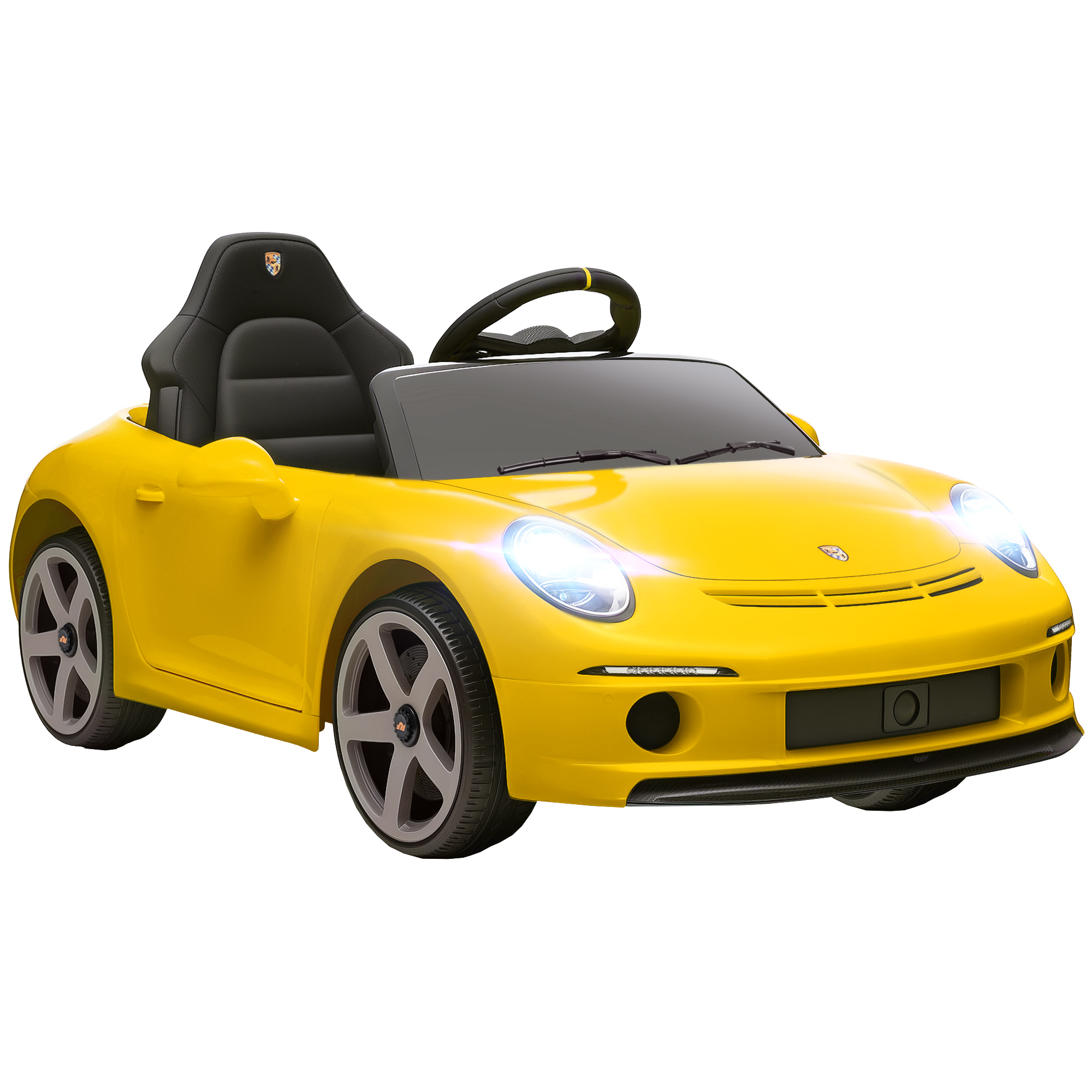 Elektrisches Aufsitzauto für Kinder, fernsteuerbar, Musik, Hupe, USB, Sicherheitsgurt, für 3-5 Jahre, Gelb Elektrisches Aufsitzauto für Kinder, fernsteuerbar, Musik, Hupe, USB, Sicherheitsgurt, für 3-5 Jahre, Gelb