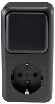 FASKO Kombi Steckdose Schalter,Anthrazit, 250V~, Aufputz, Schraubanschluss