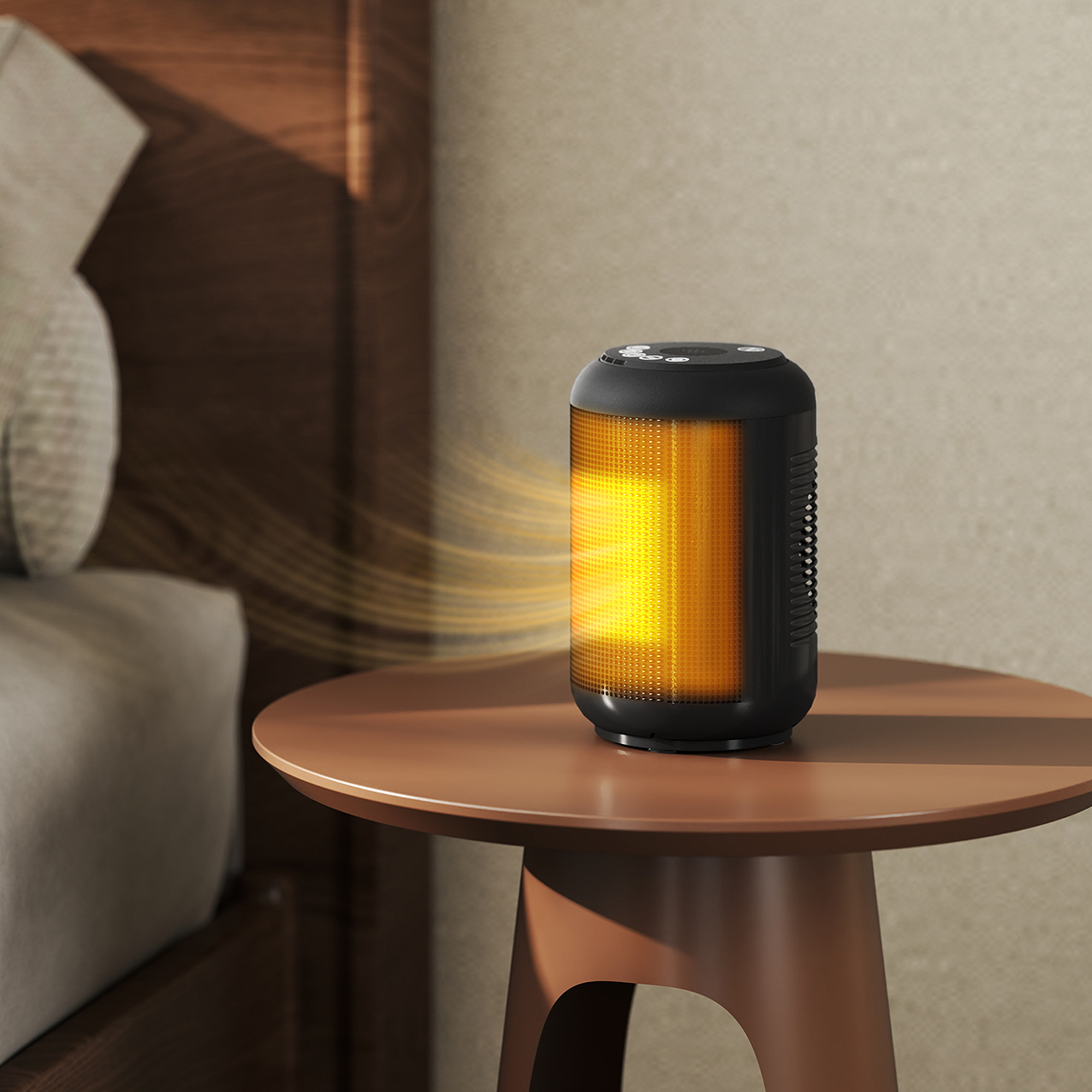 Heizgerät, 1500 W Heizlüfter mit 3 Modi, 24-Stunden-Timer, Kipp- und Überhitzungsschutz, 14 x 14 x 21,5 cm, Schwarz