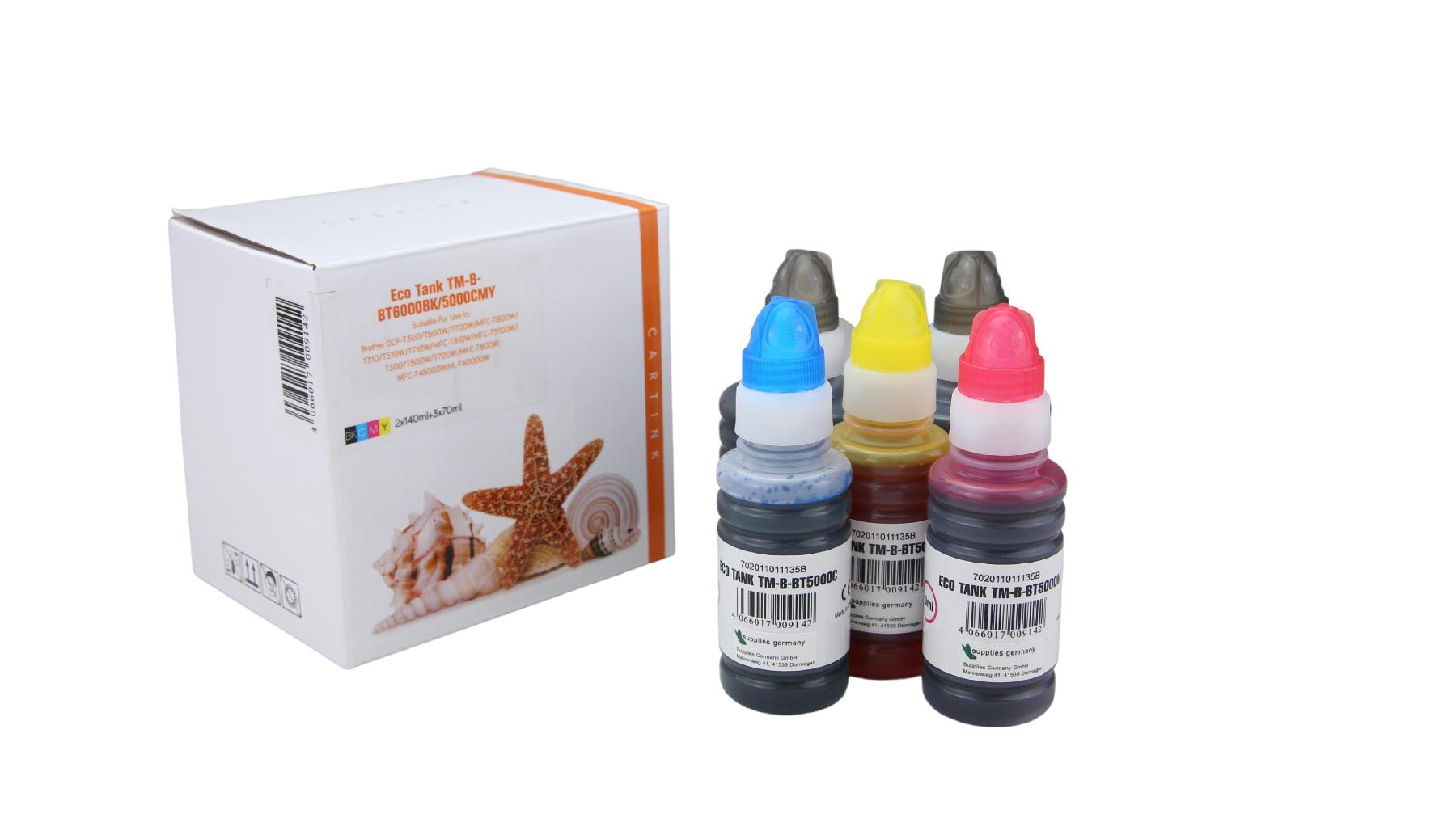 Multipack BT6000 alternativ Eco Tank Nachfüllflasche für Brother / BT6000 / 2x BK140ml / CMY70ml Multipack BT6000 alternativ Eco Tank Nachfüllflasche für Brother / BT6000 / 2x BK140ml / CMY70ml