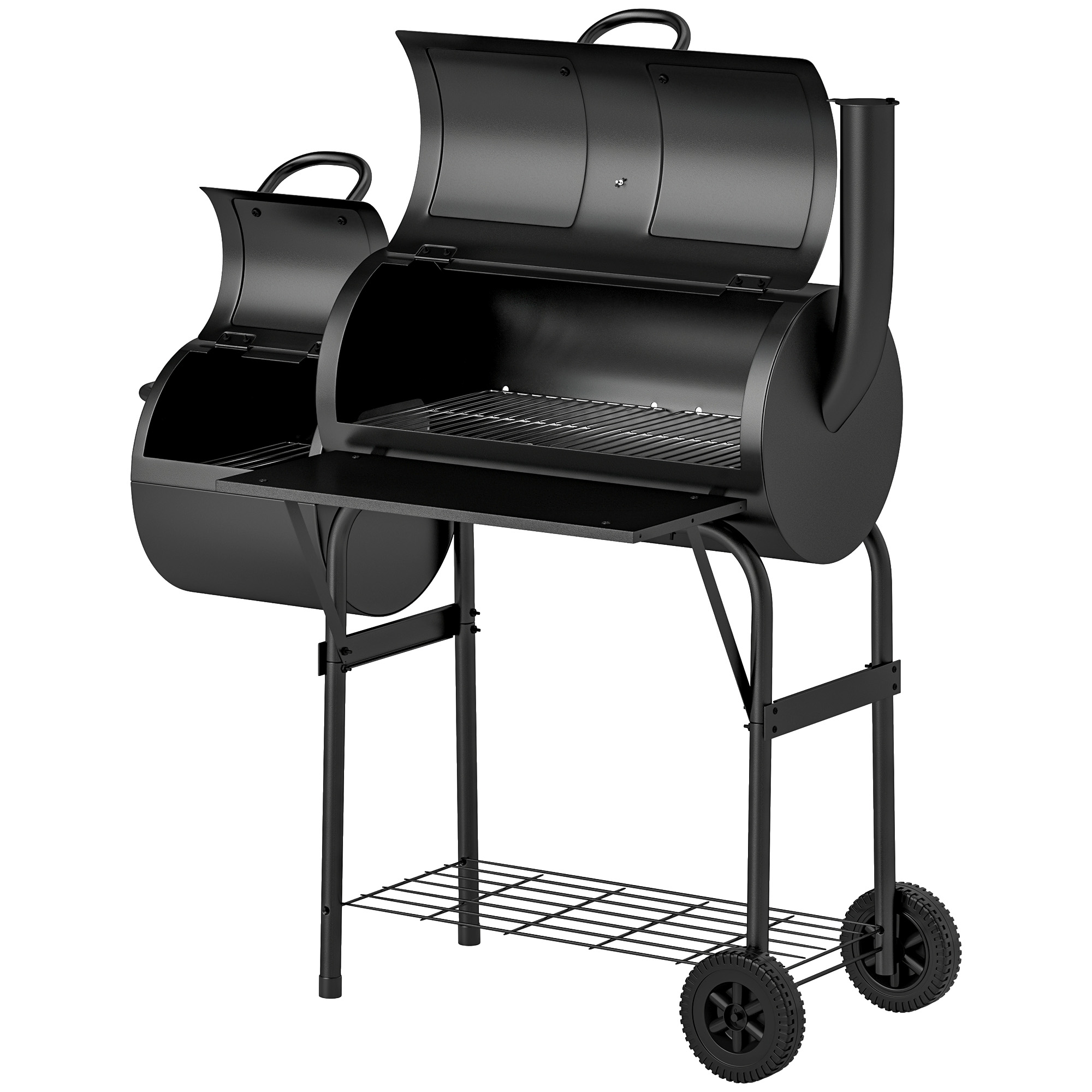 Holzkohlegrill aus Stahl BBQ Smoker mit Deckel Thermometer Räder Luftzufuhr Kohlewanne Holzkohlegrill aus Stahl BBQ Smoker mit Deckel Thermometer Räder Luftzufuhr Kohlewanne
