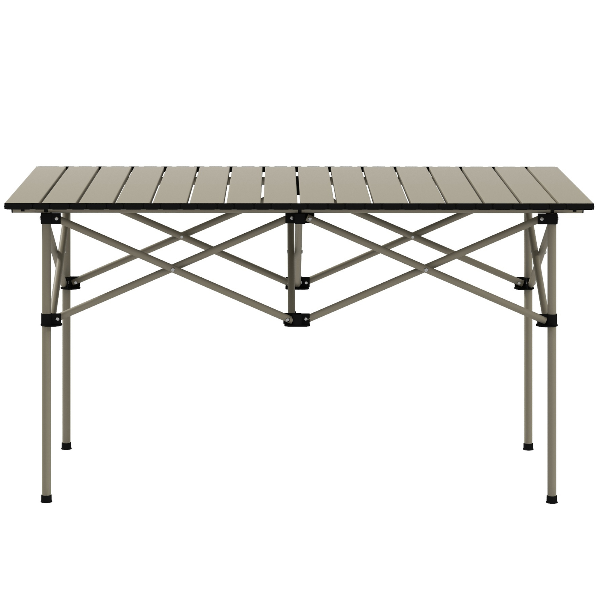 Campingtisch Klapptisch mit Aufrollbare Tischplatte Gartentisch aus Aluminium 2 Personen 95 x 55cm Khaki