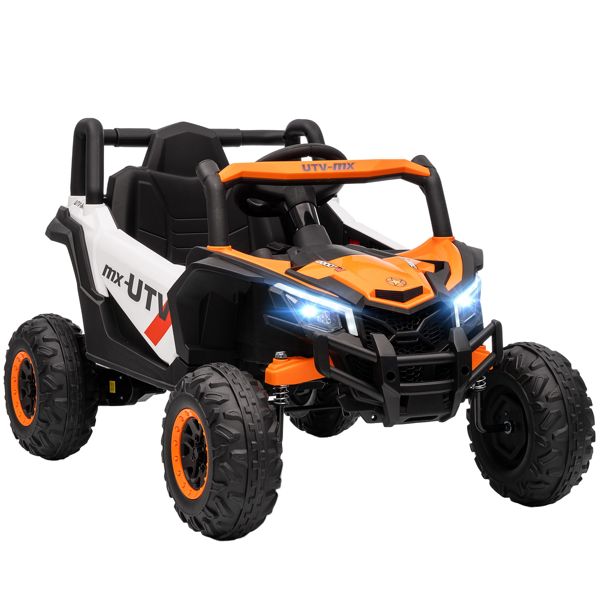 12V Elektroauto für Kinder, Fernbedienungsfunktion, Gurt, Hupe, LED-Lichter, USB-Port, für 3-5 Jahre, Orange 12V Elektroauto für Kinder, Fernbedienungsfunktion, Gurt, Hupe, LED-Lichter, USB-Port, für 3-5 Jahre, Orange