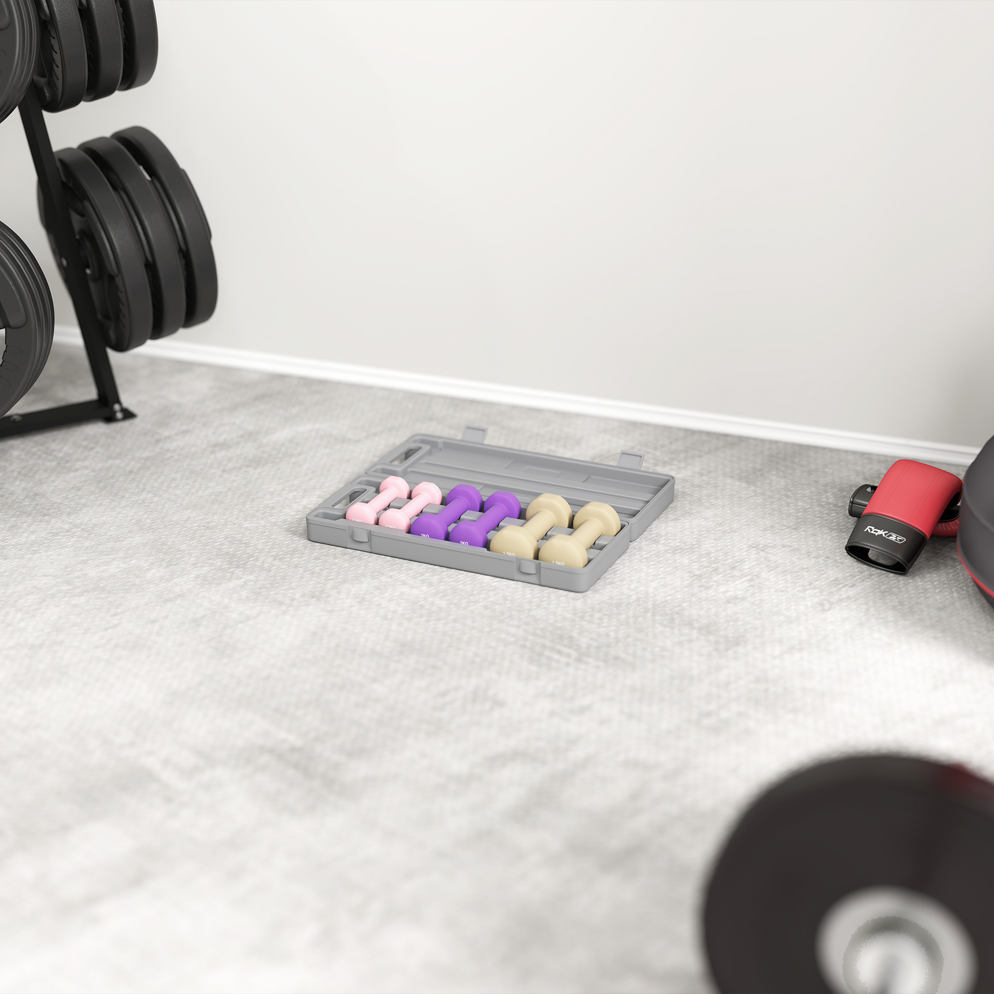 Hantelset 6er Set Hanteln mit Koffer, Gewichten, 0,5kg, 1kg, 1,5kg verstellbar für Zuhause, Fitnessstudio