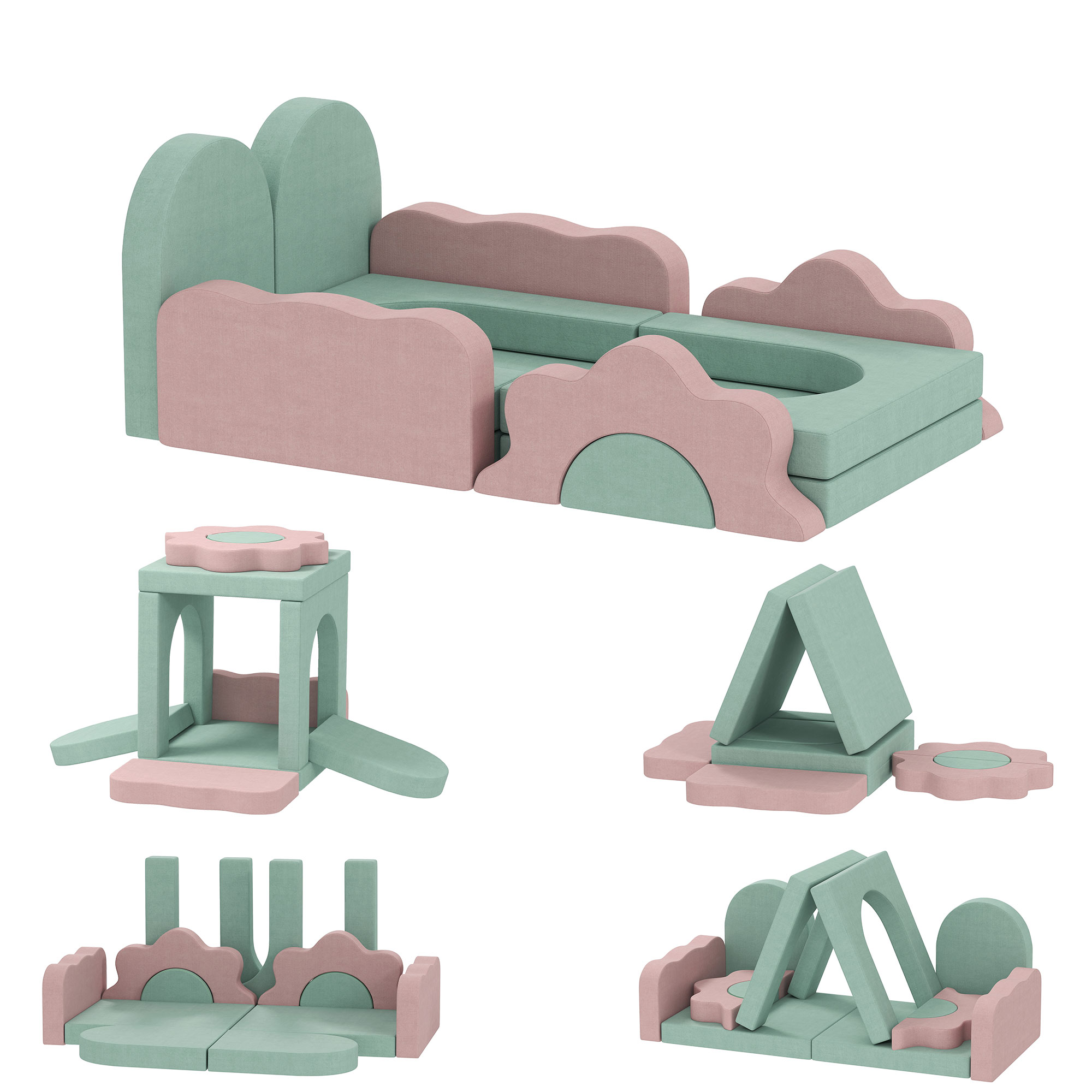 12-teiliges Set Schaumstoffblöcke zum Klettern, Bauen, Krabbeln, Indoor-Spielmatten mit Cordbezug, Grün+Rosa 12-teiliges Set Schaumstoffblöcke zum Klettern, Bauen, Krabbeln, Indoor-Spielmatten mit Cordbezug, Grün+Rosa