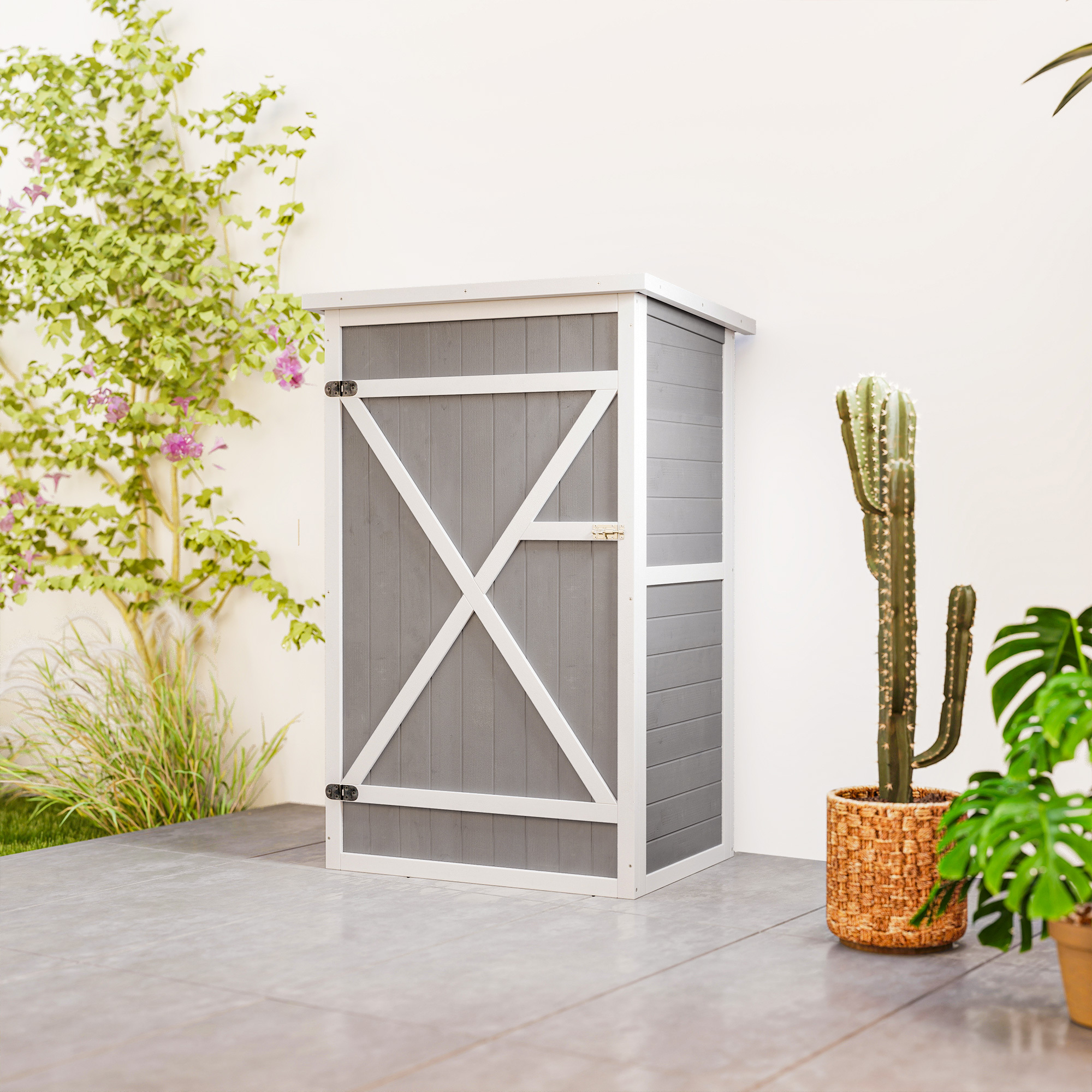 Geräteschuppen mit Regalböden wetterbeständig 75 x 56 x 115cm Grau