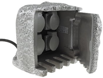 Gartensteckdose "Stone", 4-fach, 250V/16A, IP44, inkl. 5m Zuleitung