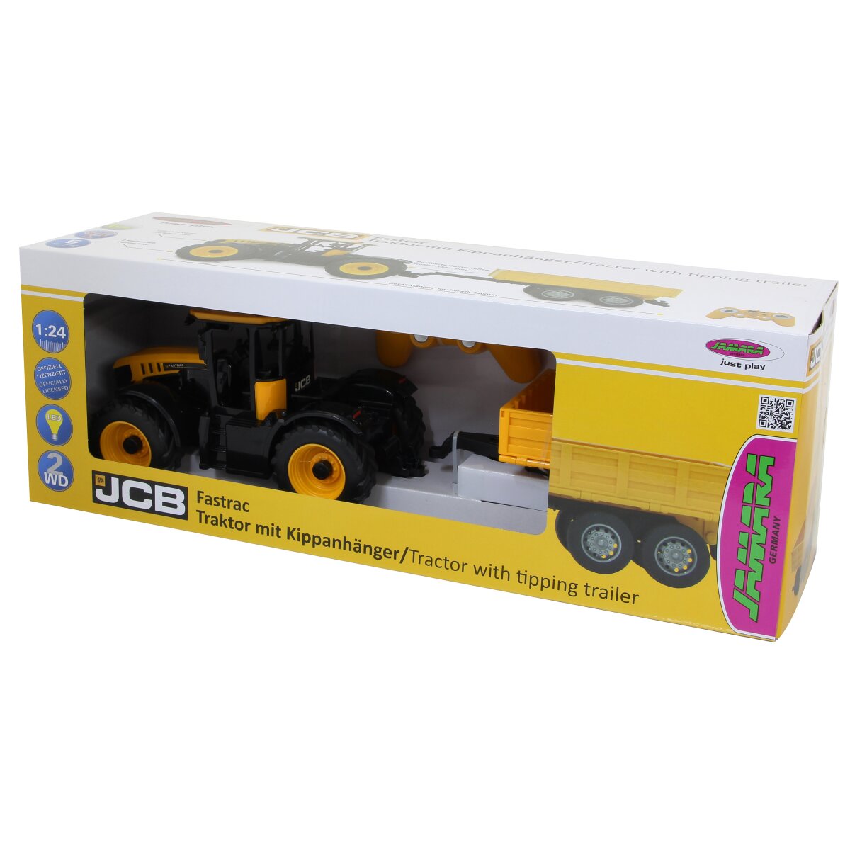JCB Fastrac Traktor mit Kippanhänger 1:24 2,4GHz