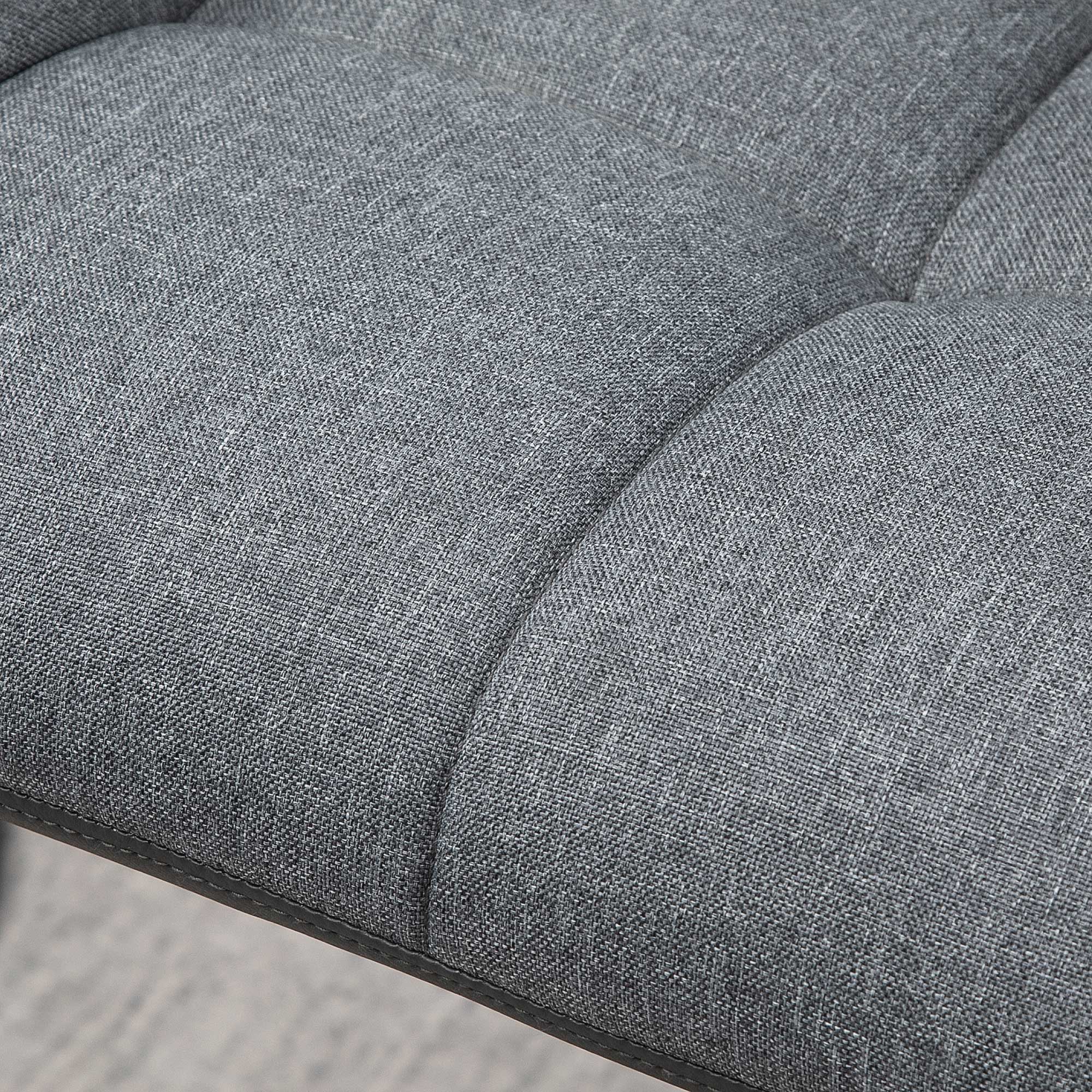 Barhocker 2er-Set Retro-Design höhenverstellbar Kunstleder Leinenoptik Grau + Schwarz