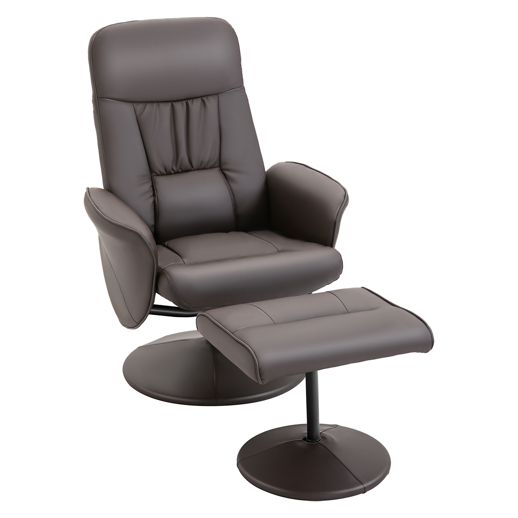 2-teiliges Sessel-Set, Sessel mit Fußhocker, Relaxsessel mit Fußhocker, höhenverstellbar, neigbare Rückenlehne, Braun 2-teiliges Sessel-Set, Sessel mit Fußhocker, Relaxsessel mit Fußhocker, höhenverstellbar, neigbare Rückenlehne, Braun