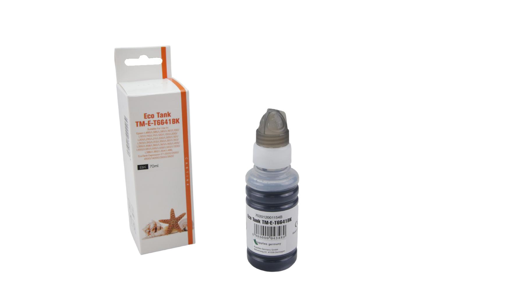 T6641schwarz Eco Tank Nachfüllflasche schwarz für Epson / T6641schwarz / 70ml T6641schwarz Eco Tank Nachfüllflasche schwarz für Epson / T6641schwarz / 70ml