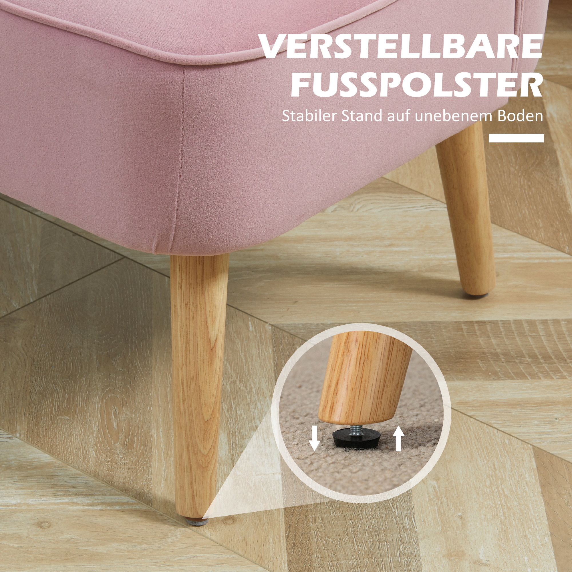 Sofa 2-Sitzer Stoffsofa Couch Polstersofa Loungesofa breit Rosa
