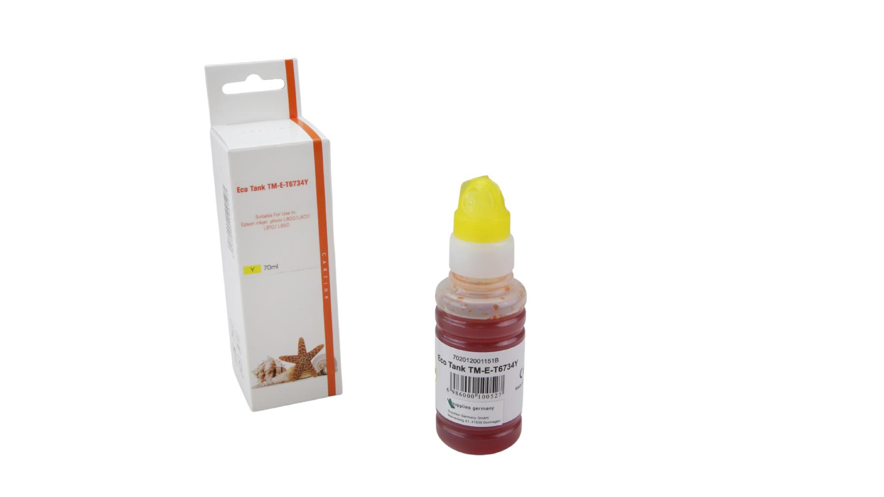 T6734Y Eco Tank Nachfüllflasche gelb für Epson / T6734Y / 70ml T6734Y Eco Tank Nachfüllflasche gelb für Epson / T6734Y / 70ml