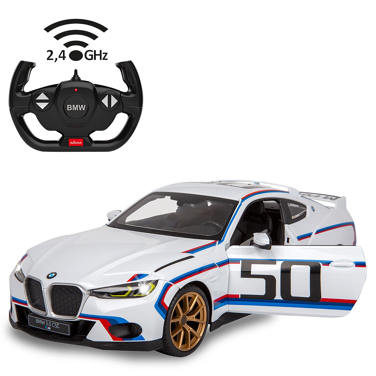 BMW 3.0 CSL 1:14 weiß 2,4GHz Tür manuell