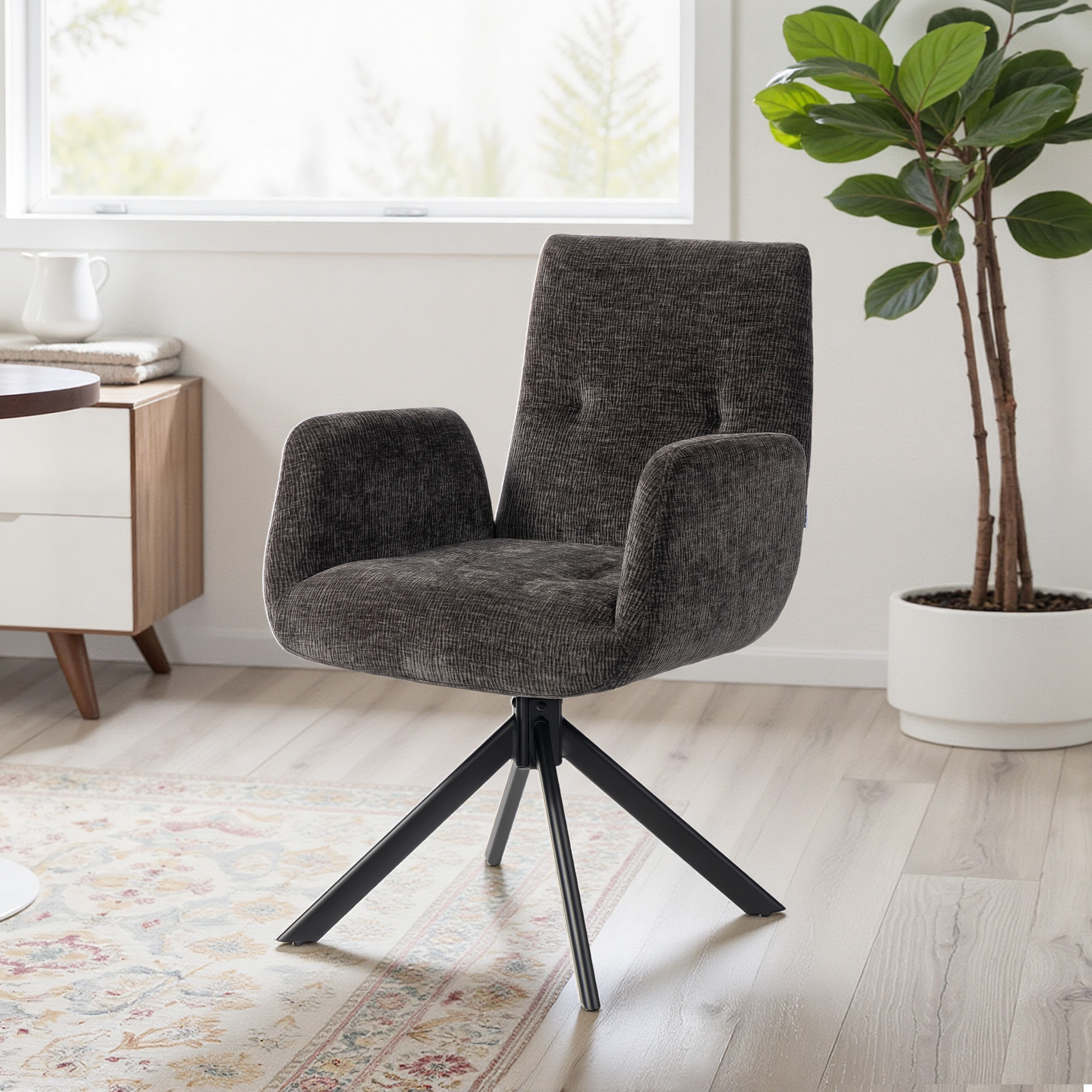 Polstersessel, Akzentsessel, modernes Design, drehbar, bis 120 kg, Schwarz