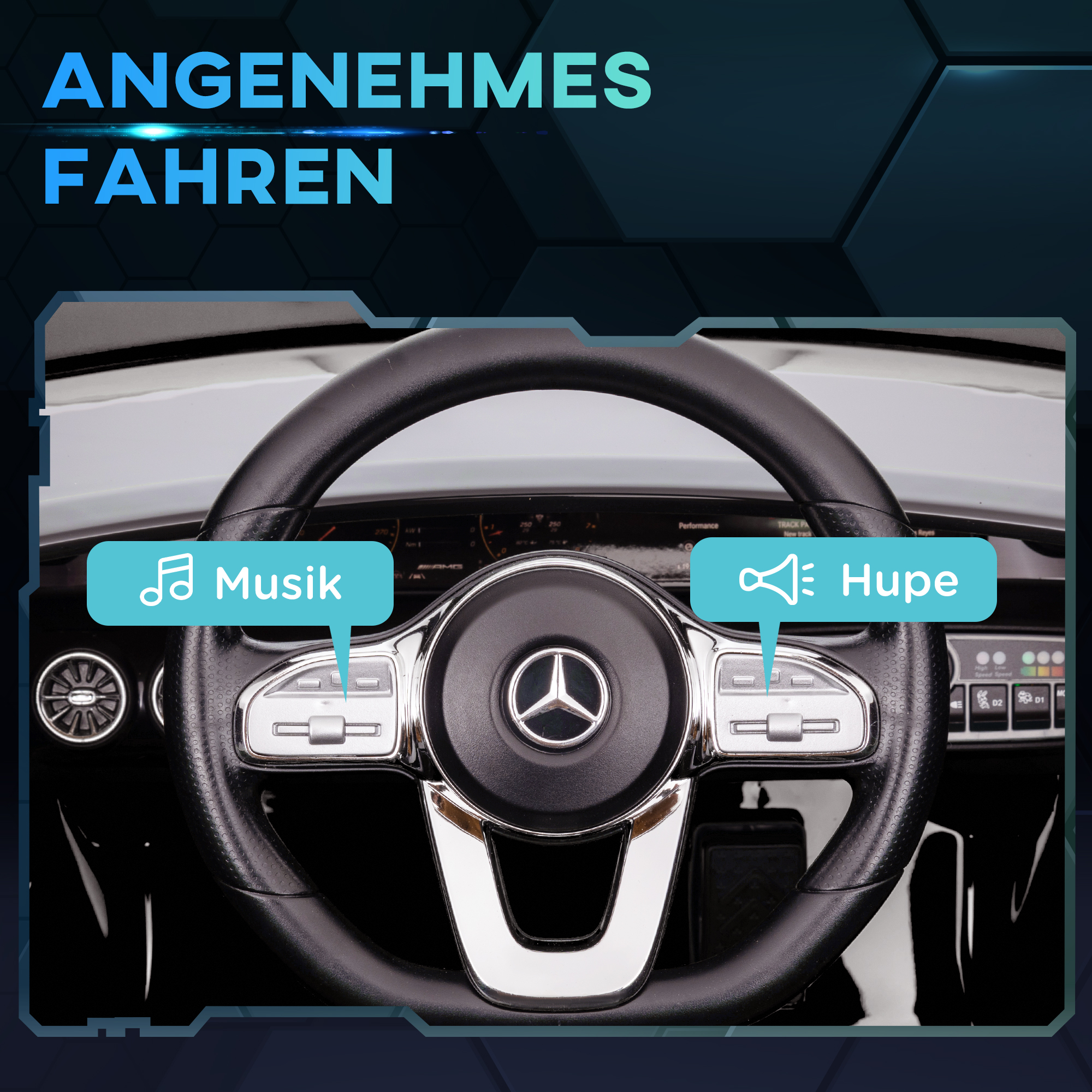 Kinder-Elektroauto, fernsteuerbar, mit Transportrollen, LED-Lichter, Hupe, für Kinder von 3-6 Jahren, Schwarz