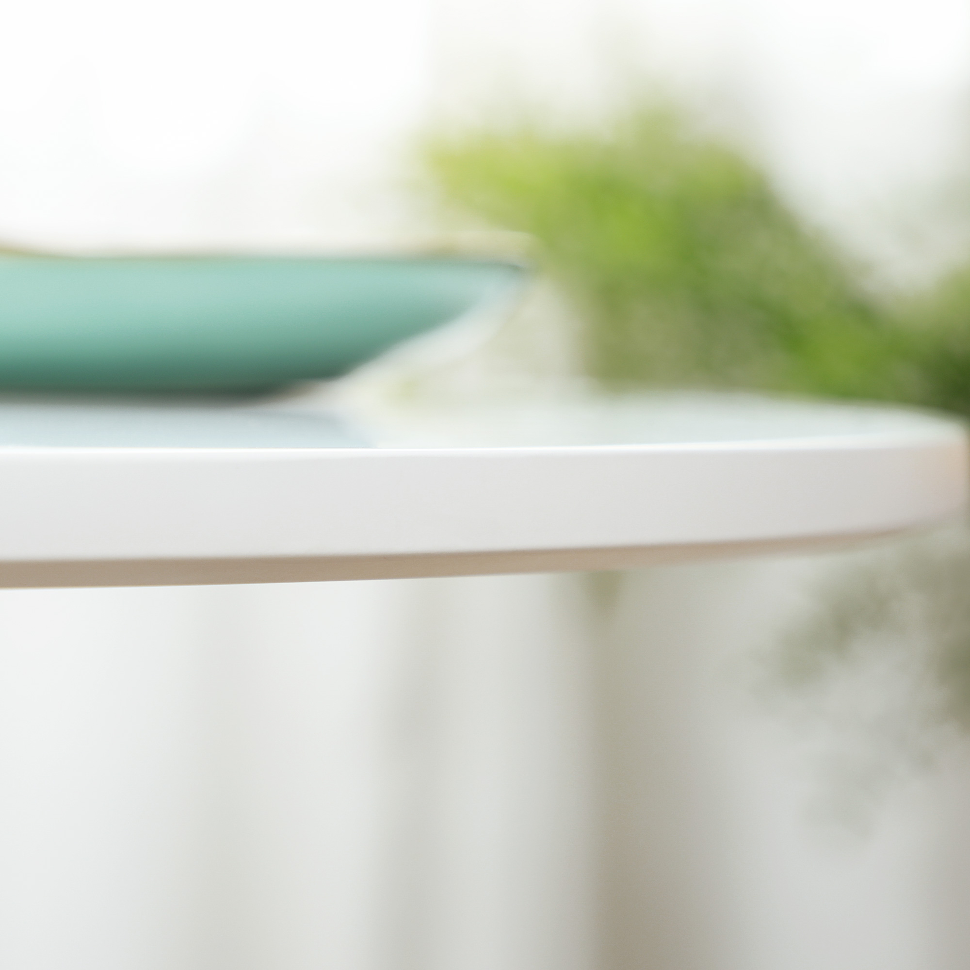 Esstisch für 2 Personen, runde Tischplatte Ø80 cm, MDF und Stahl, rutschfest, Weiß, 75H cm