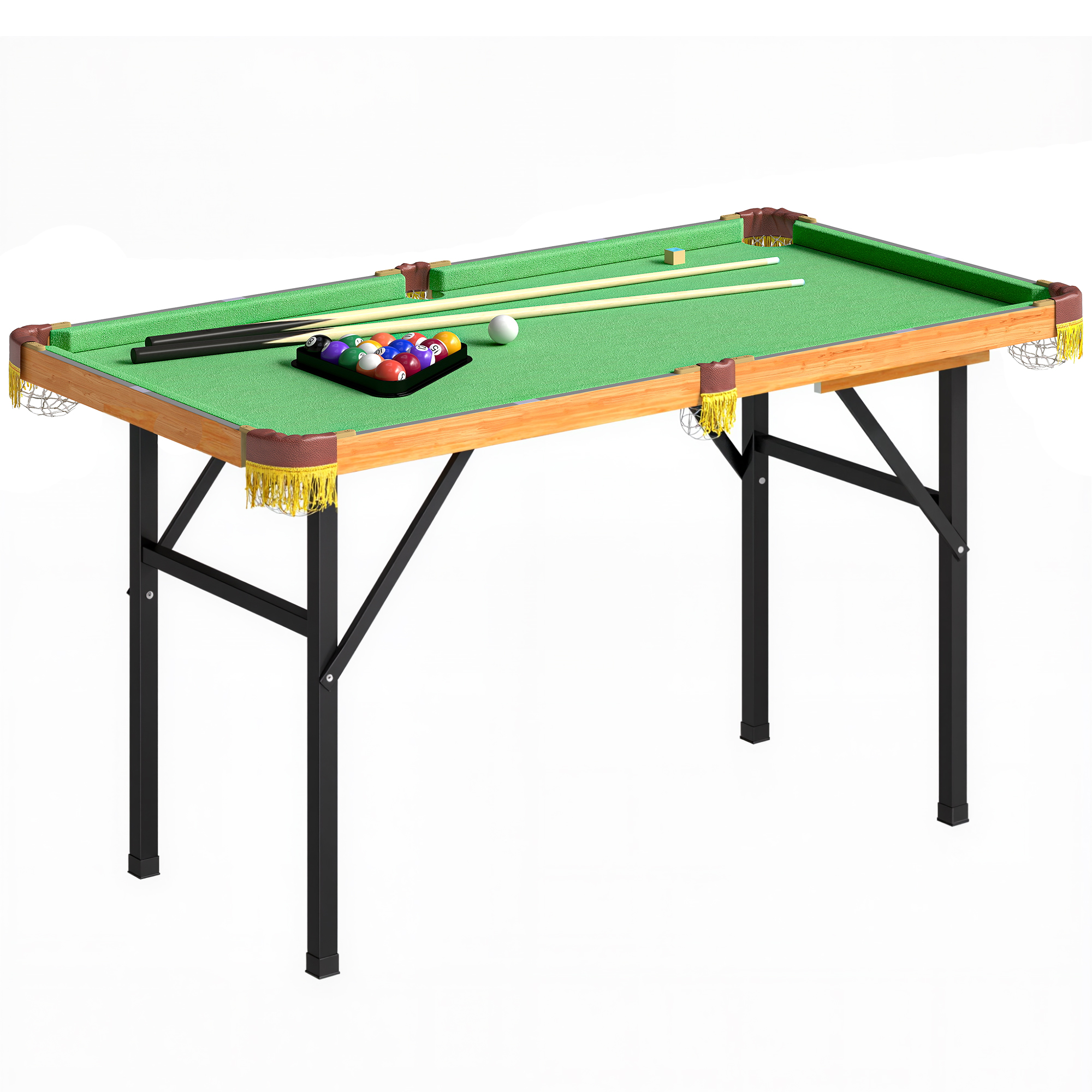 Klappbarer Billardtisch, Mini-Billiard-Tisch, 2 Queues, 16 Kugeln, Dreieck, Bürste, Grün