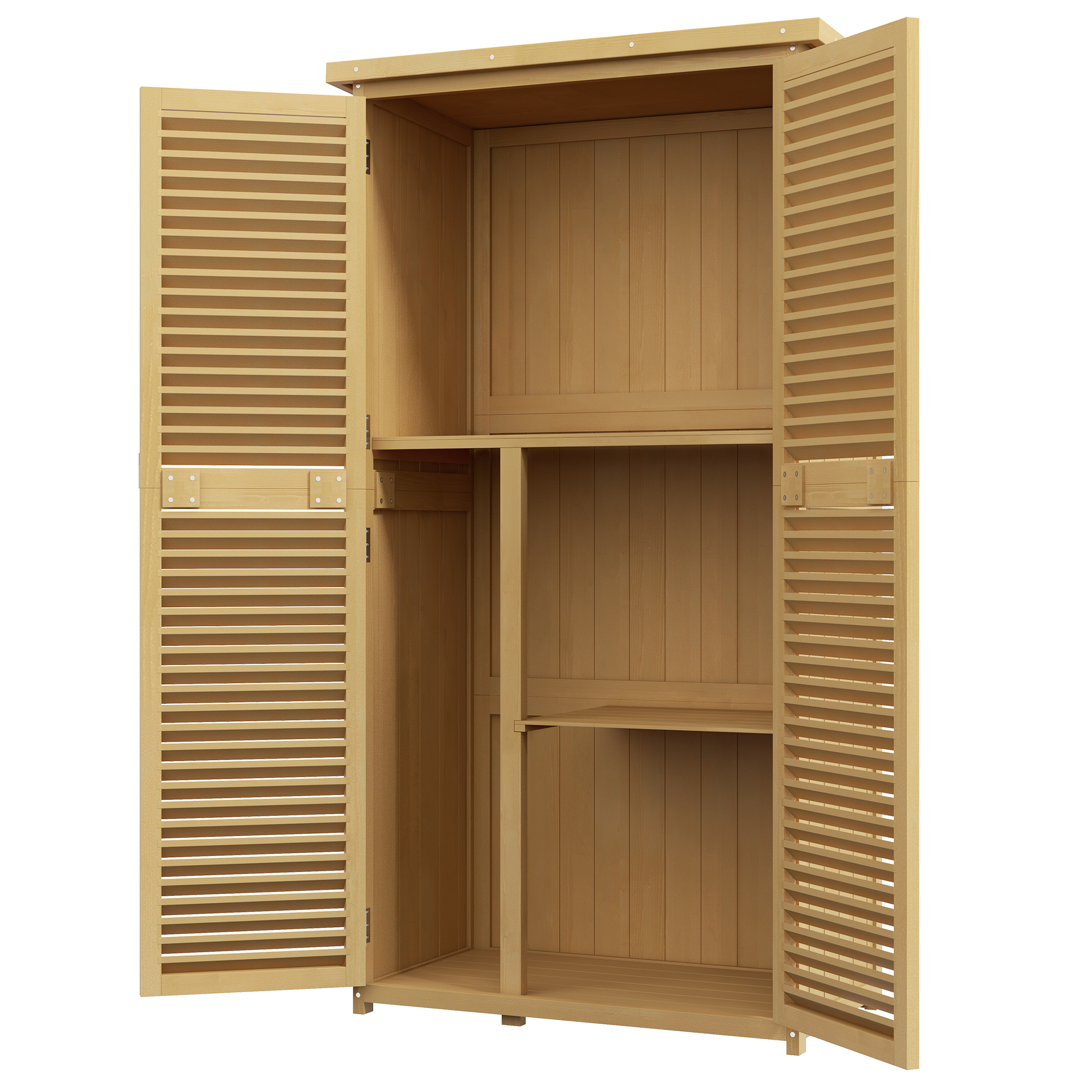 Gartenkommode wetterfest, 2 Türen mit Schloss, Kiefernholz, 87L x 46,5B x 160H cm, Hellgelb