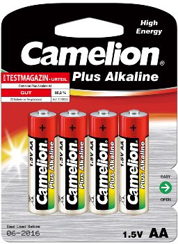 Mignon-Batterien CAMELION AlkalinePlus, Typ AA/LR6, 1,5V, 4er Pack