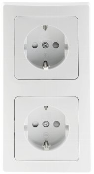 DELPHI Set 2 Steckdosen + 2-fach Rahmen, 250V~/ 16A, Steckanschluss, weiß