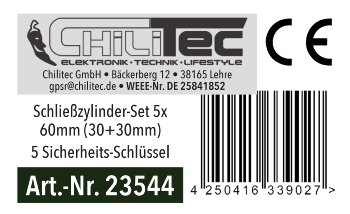 Schließzylinder-Set 5x 60mm (30+30mm), Profil-Zylinder, 5 Sicherheits-Schlüssel