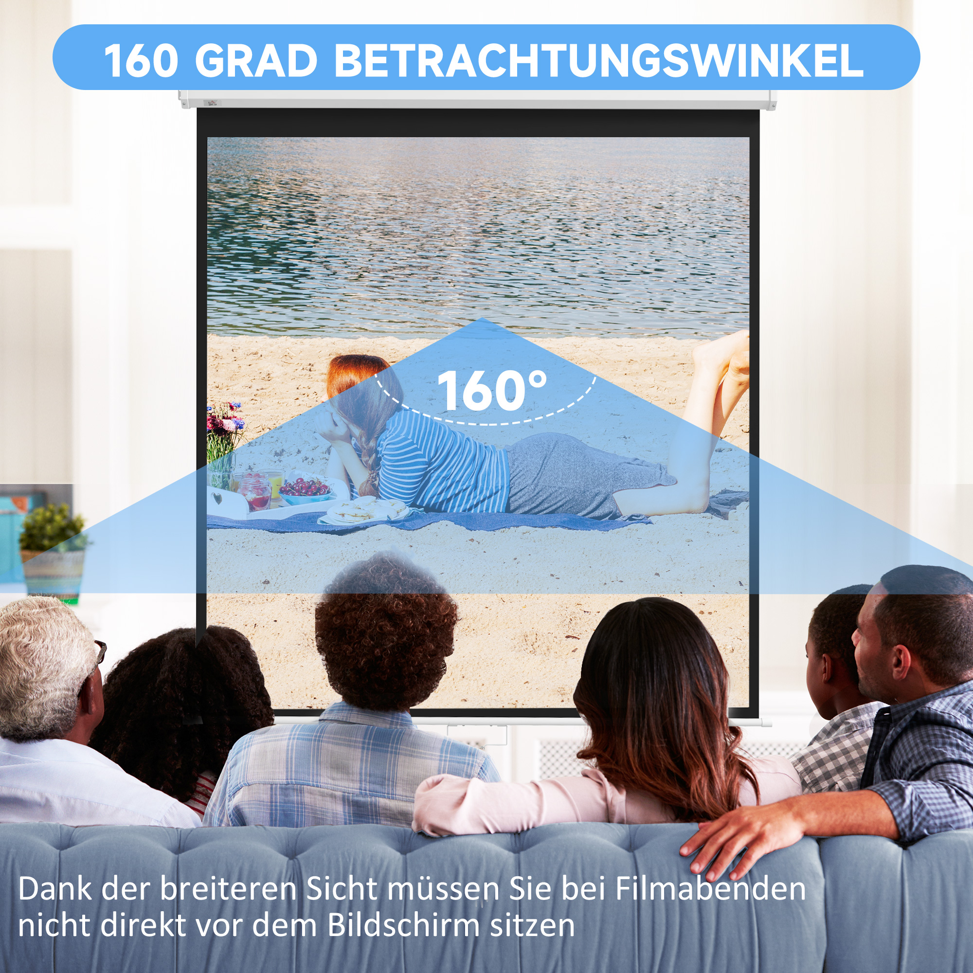 Beamer Leinwand 178 x 178 cm 99 Zoll 1:1 HD 4K Projektionsleinwand für Heimkino Büro-Präsentationen