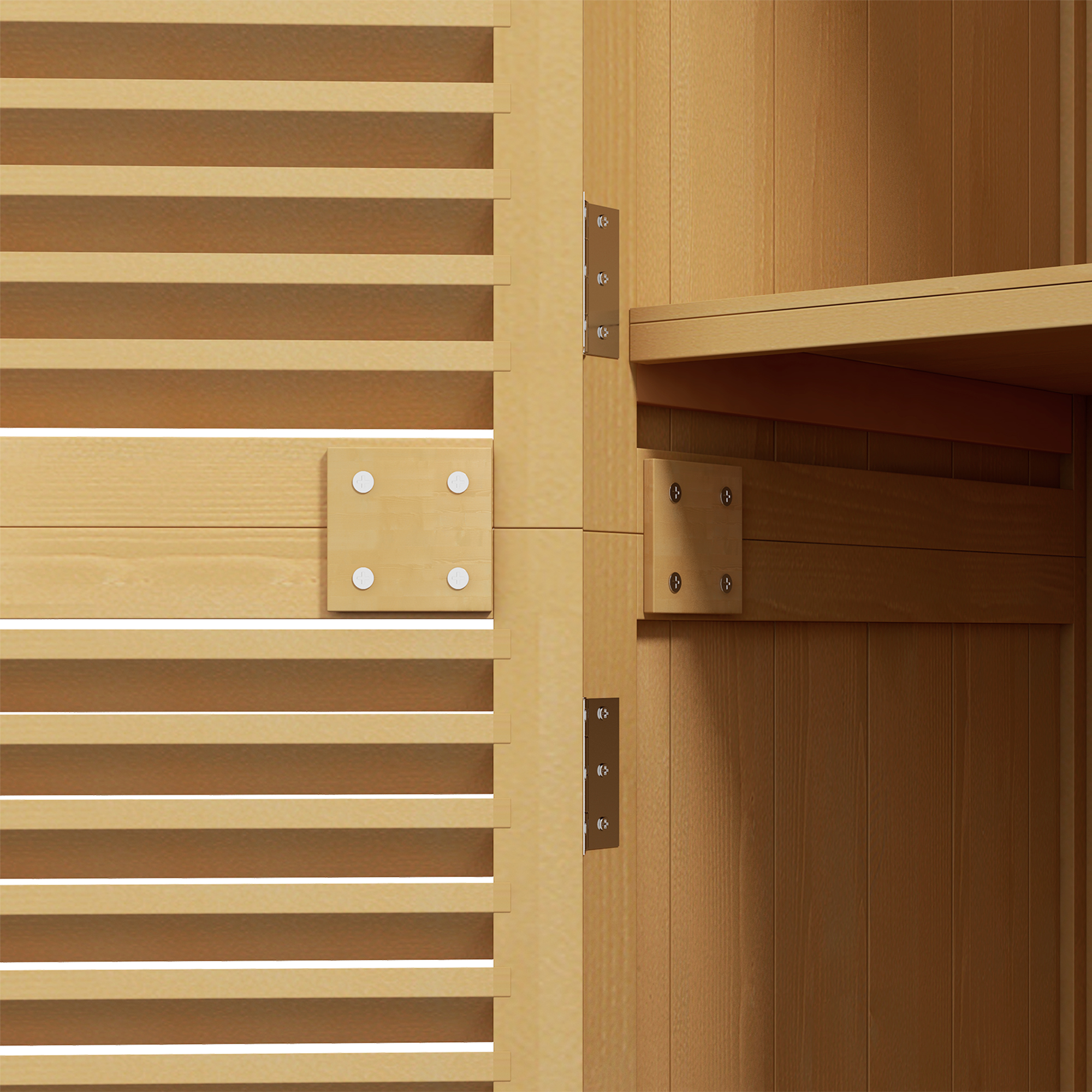 Gartenkommode wetterfest, 2 Türen mit Schloss, Kiefernholz, 87L x 46,5B x 160H cm, Hellgelb