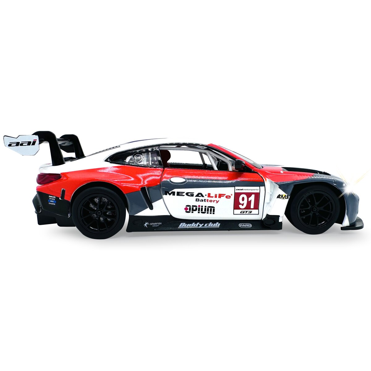 BMW M4 GT3 Diecast 1:24 weiß inkl. Knopfzellen