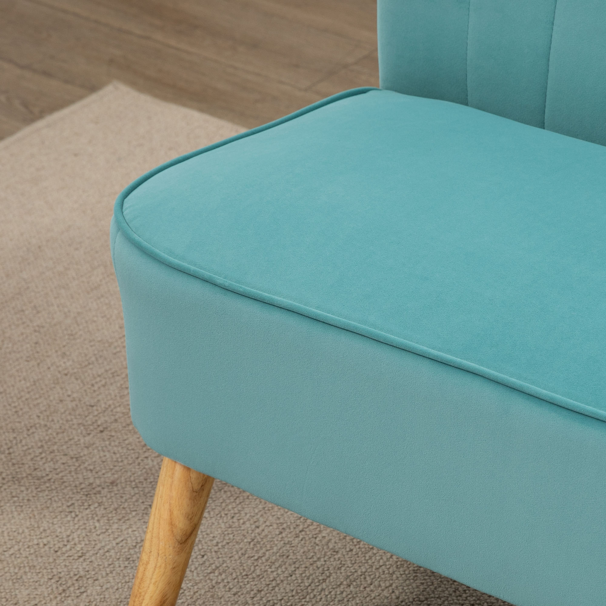 Sofa Retrodesign 2-Sitzer-Sofa, Holzbeine, 117 cm x 56,5 cm x 77 cm, Grün