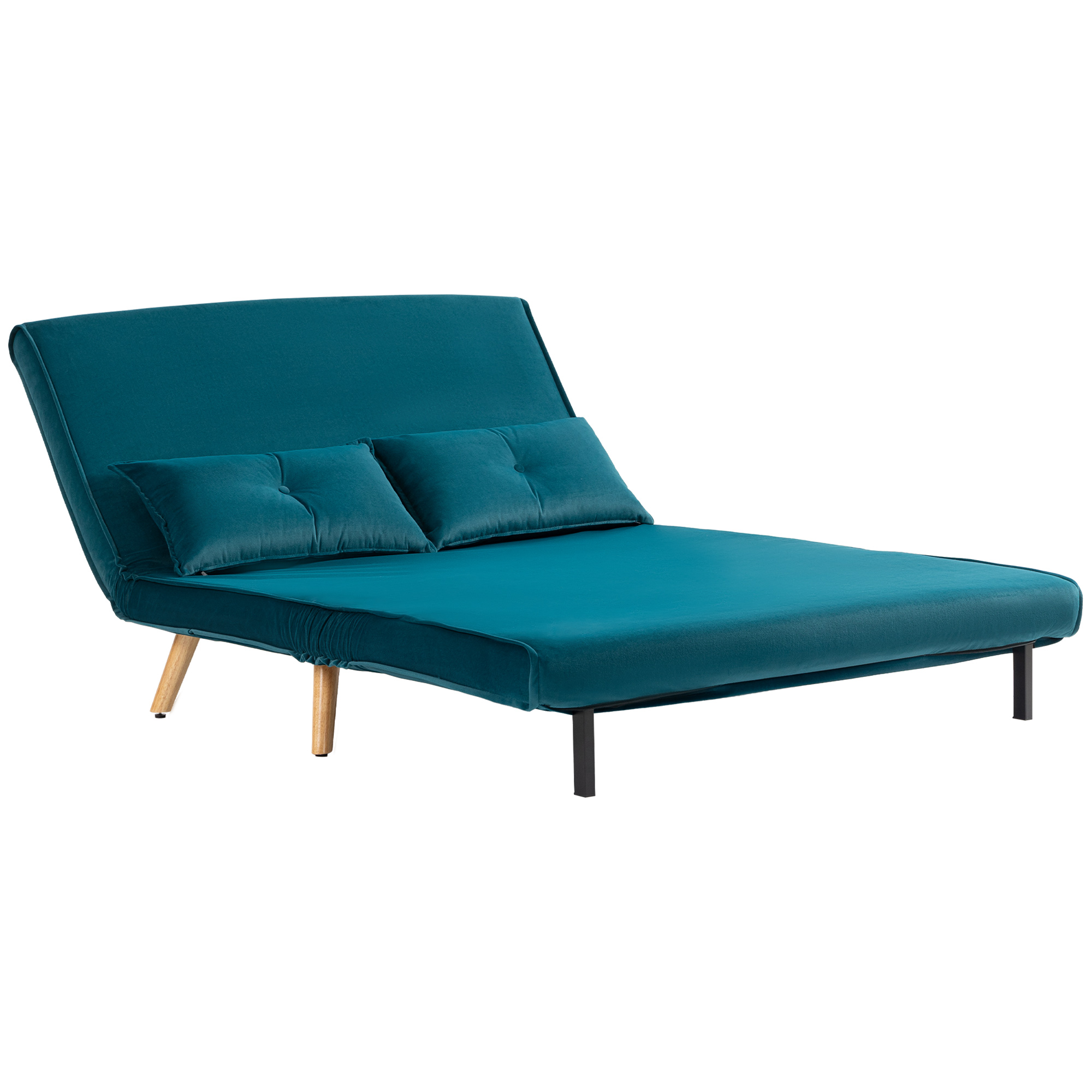 2-Sitzer-Schlafsofa, Bettsofa, in Bett umwandelbare Couch, verstellbare Rückenlehne, Stoffbezug, Metallrahmen, Grün