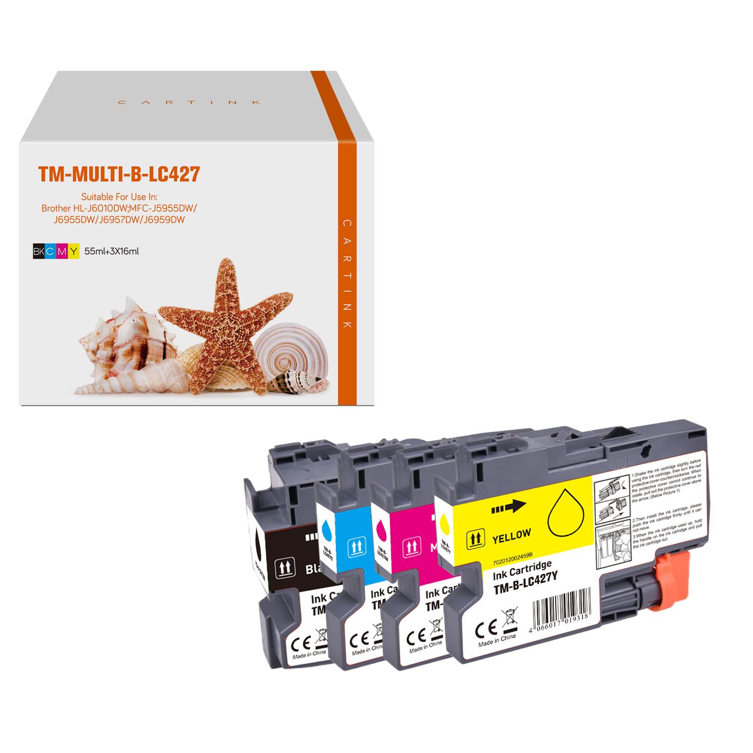 Multipack LC427 alternativ (Pigment) Tinte für Brother / LC427VAL / BK55ml / C,M,Y16ml Multipack LC427 alternativ (Pigment) Tinte für Brother / LC427VAL / BK55ml / C,M,Y16ml