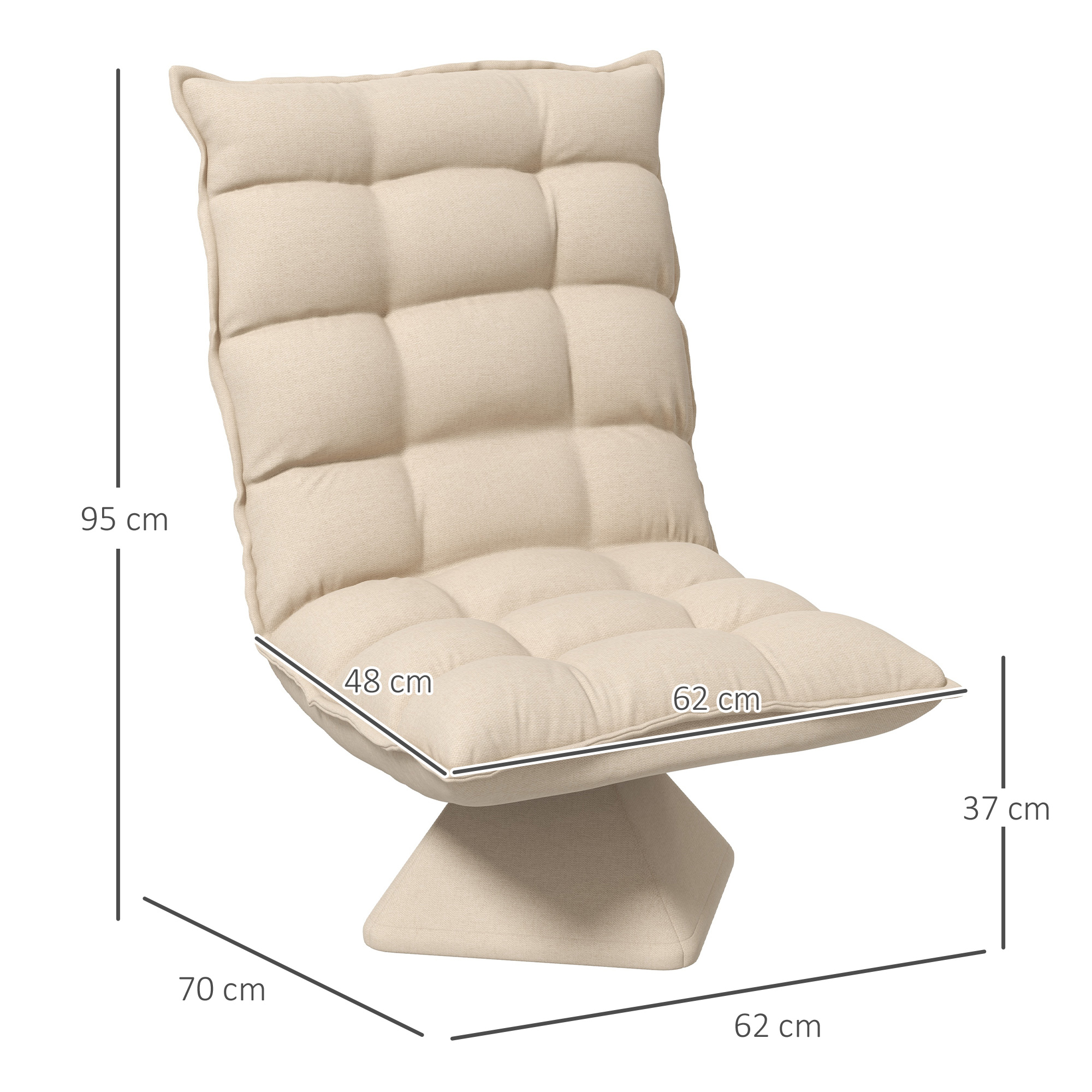 Relaxsessel Lesesessel, drehbar, Leinenoptik, 62 cm x 70 cm x 95 cm, Beige