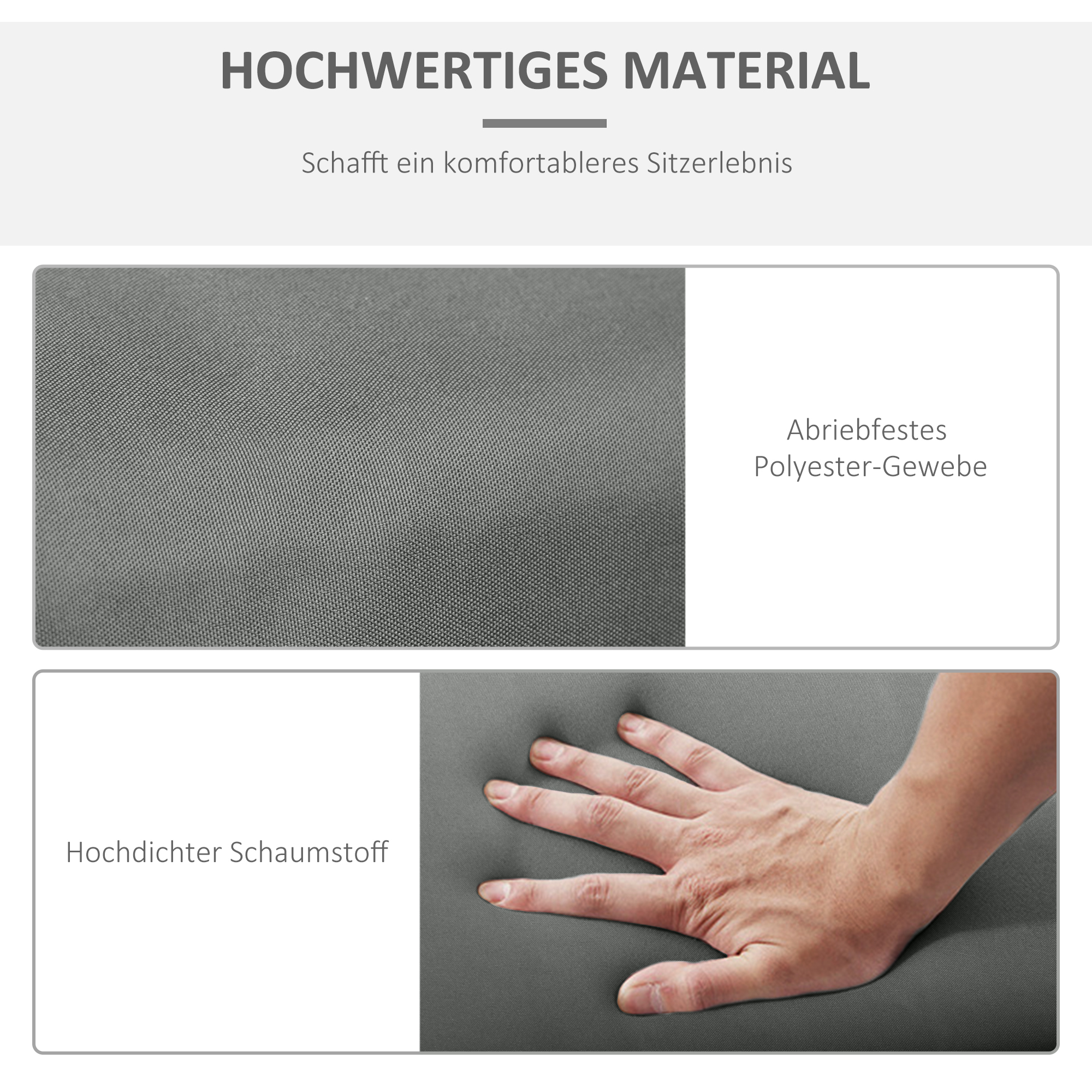 2er Set Auflage für Sonnenliege, Liegenauflage für Gartenliege extra dick 8cm Polsterauflage Dunkelgrau NUR Kissen