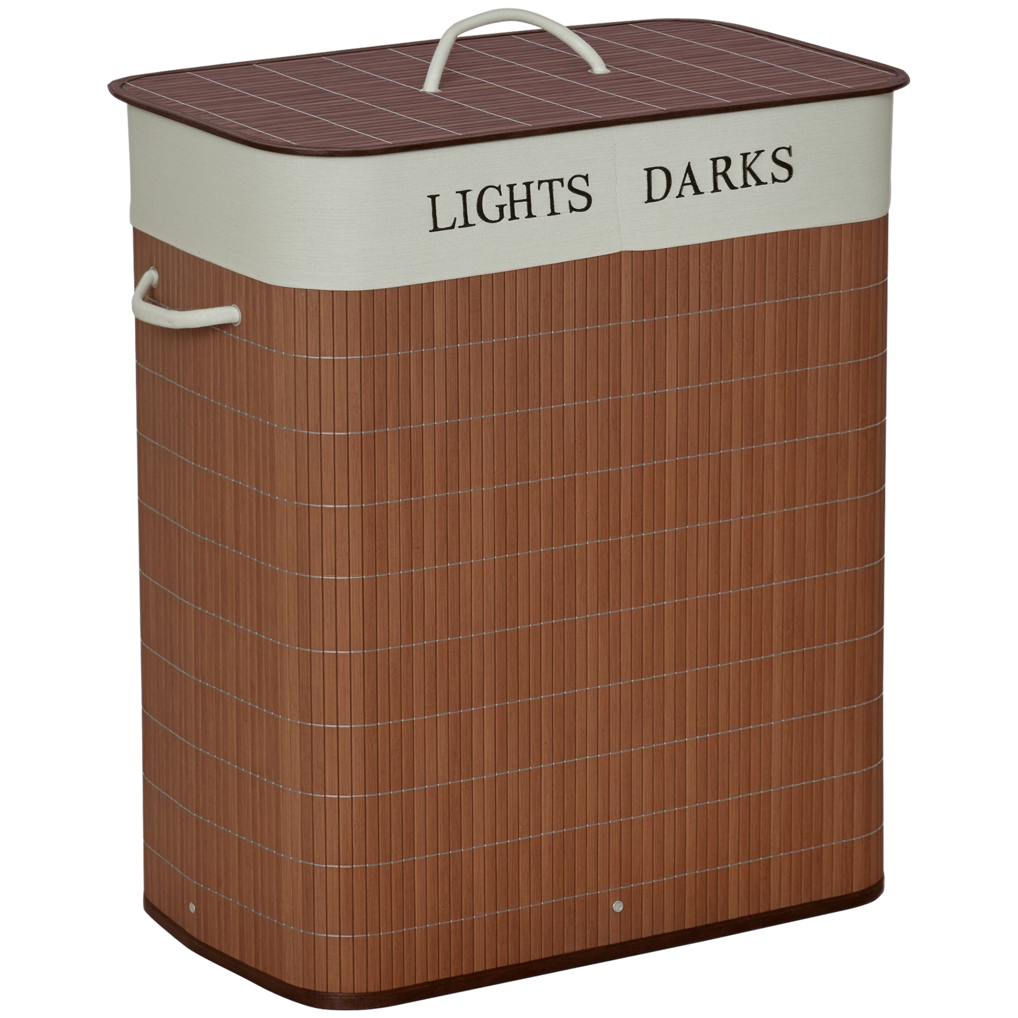 Bambus Wäschekorb schmal mit Deckel 100L Wäschesammler mit Griffen, 2 herausnehmbarer Wäschesack, Laundry Baskets Wäschebox für Waschküche, Schlafzimmer, Badezimmer Braun