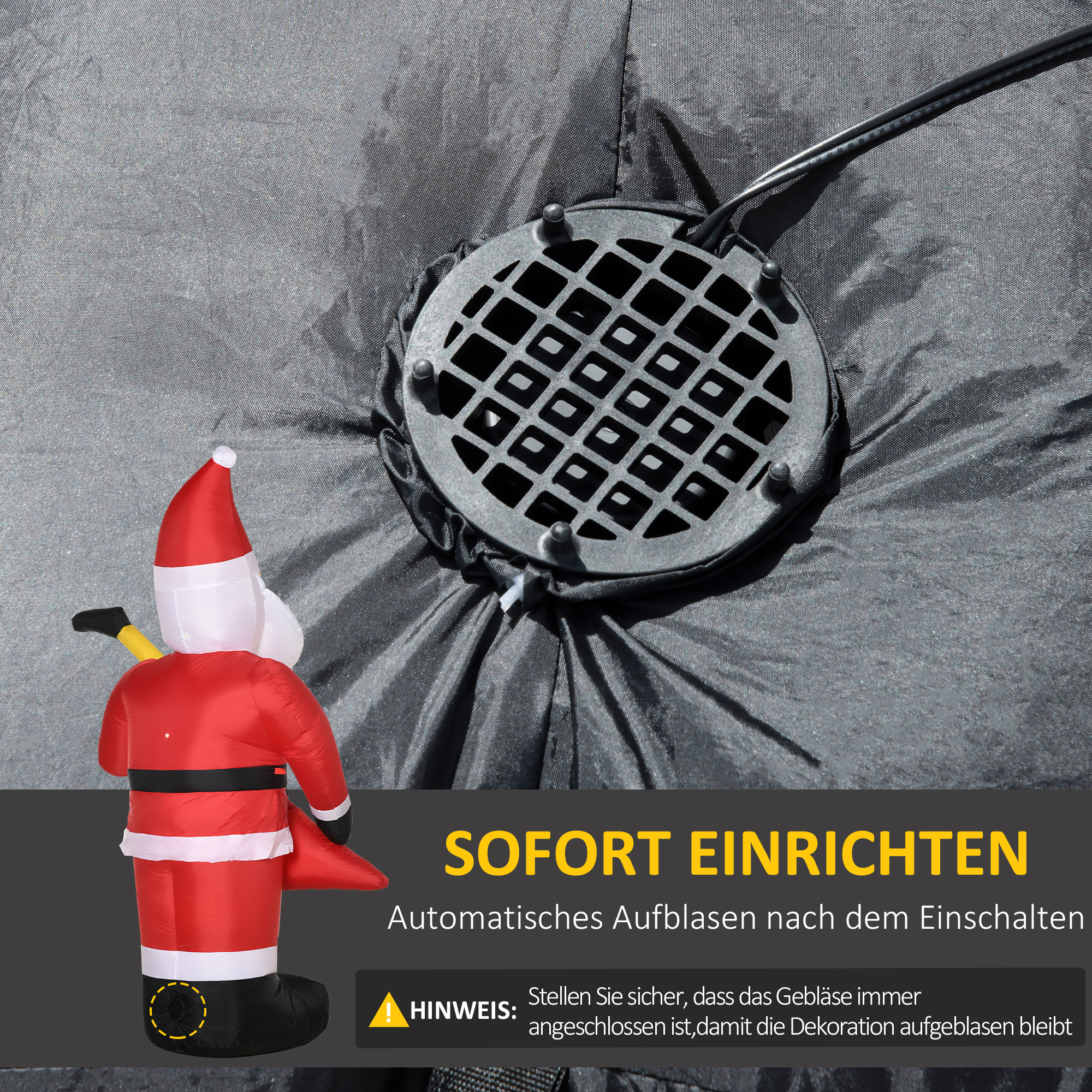 Weihnachtsdeko Aufblasbarer Weihnachtsmann Outdoor-Weihnachtsdekoration, inkl. Gebläse, 140 m, Rot + Weiß