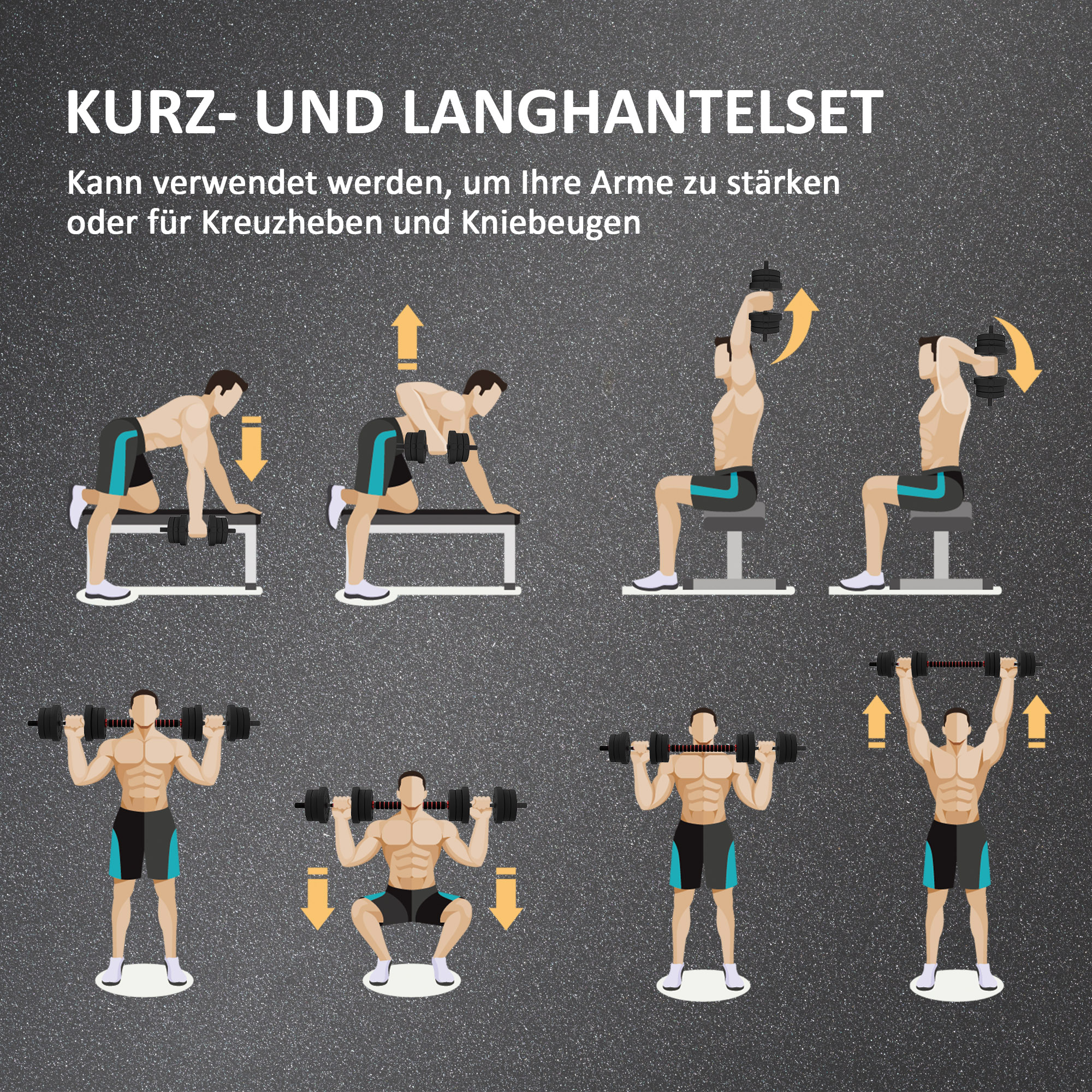 2 in 1 Hanteln Set 20 kg verstellbare Kurzhantel & Langhantel professionell Dumbbell Krafttraining Schwarz
