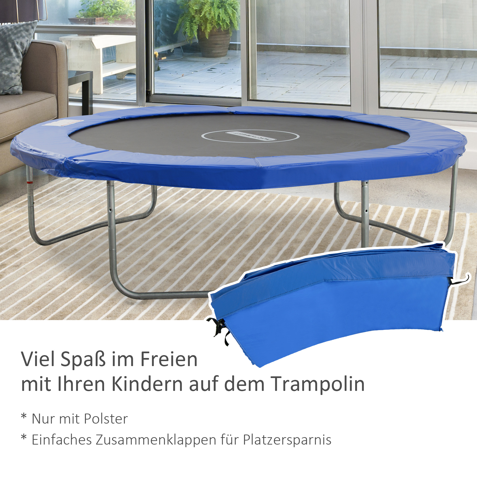 Trampolin Randabdeckung Ø244 cm breit Federabdeckung, Trampolinzubehör Randschutz Sicherheitsnetz Ersatzteile für Gartentrampoline, Blau