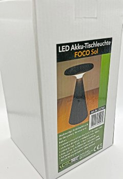 LED Solar-Tischleuchte "Foco Sol", 2700K, IP44, dimmbar, 20cm, matt schwarz