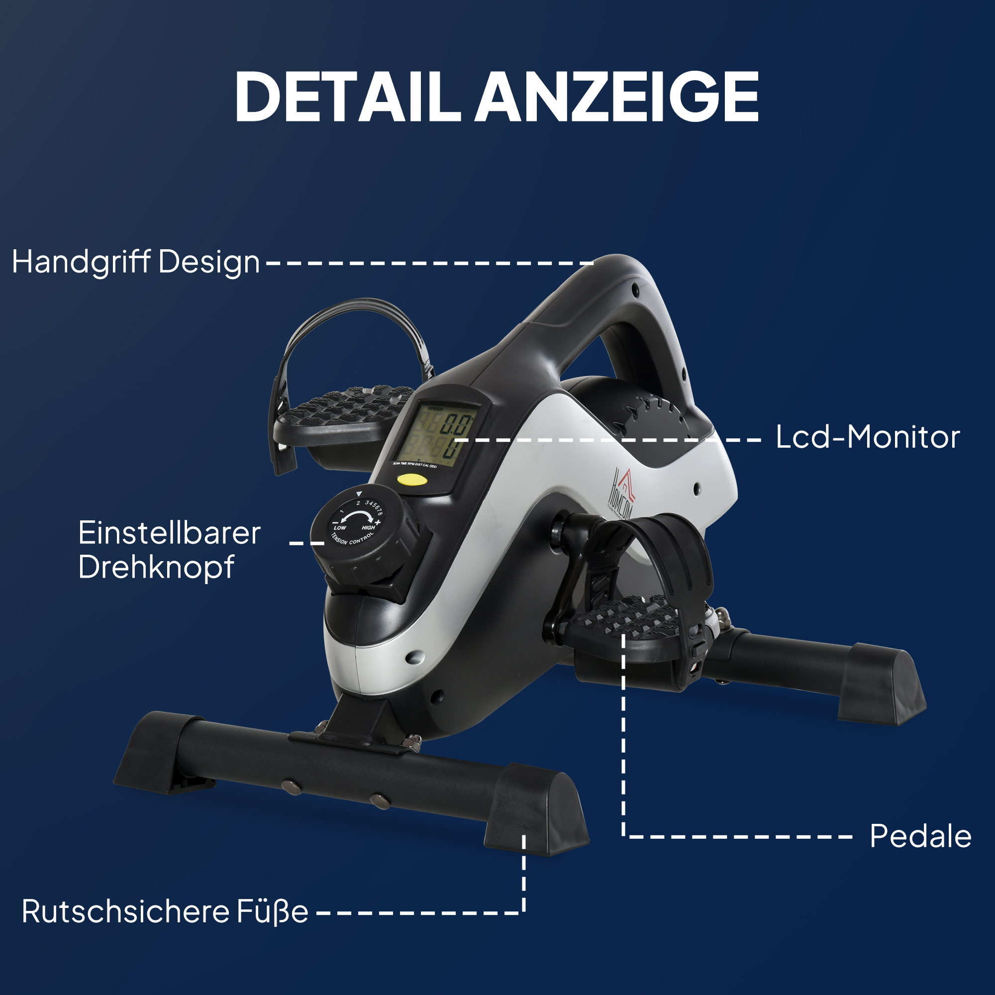 Mini Heimtrainer Pedaltrainer für Beintraining Pedal-Trainer mit Befestigungsgurt Anti-rutschmatte