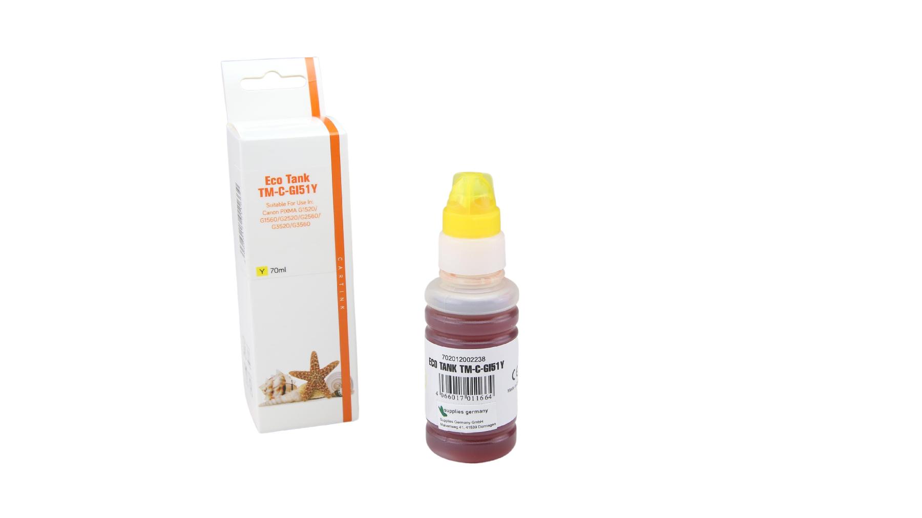 GI51Y Eco Tank Nachfüllflasche gelb für Canon / 4548C001 / 70ml GI51Y Eco Tank Nachfüllflasche gelb für Canon / 4548C001 / 70ml