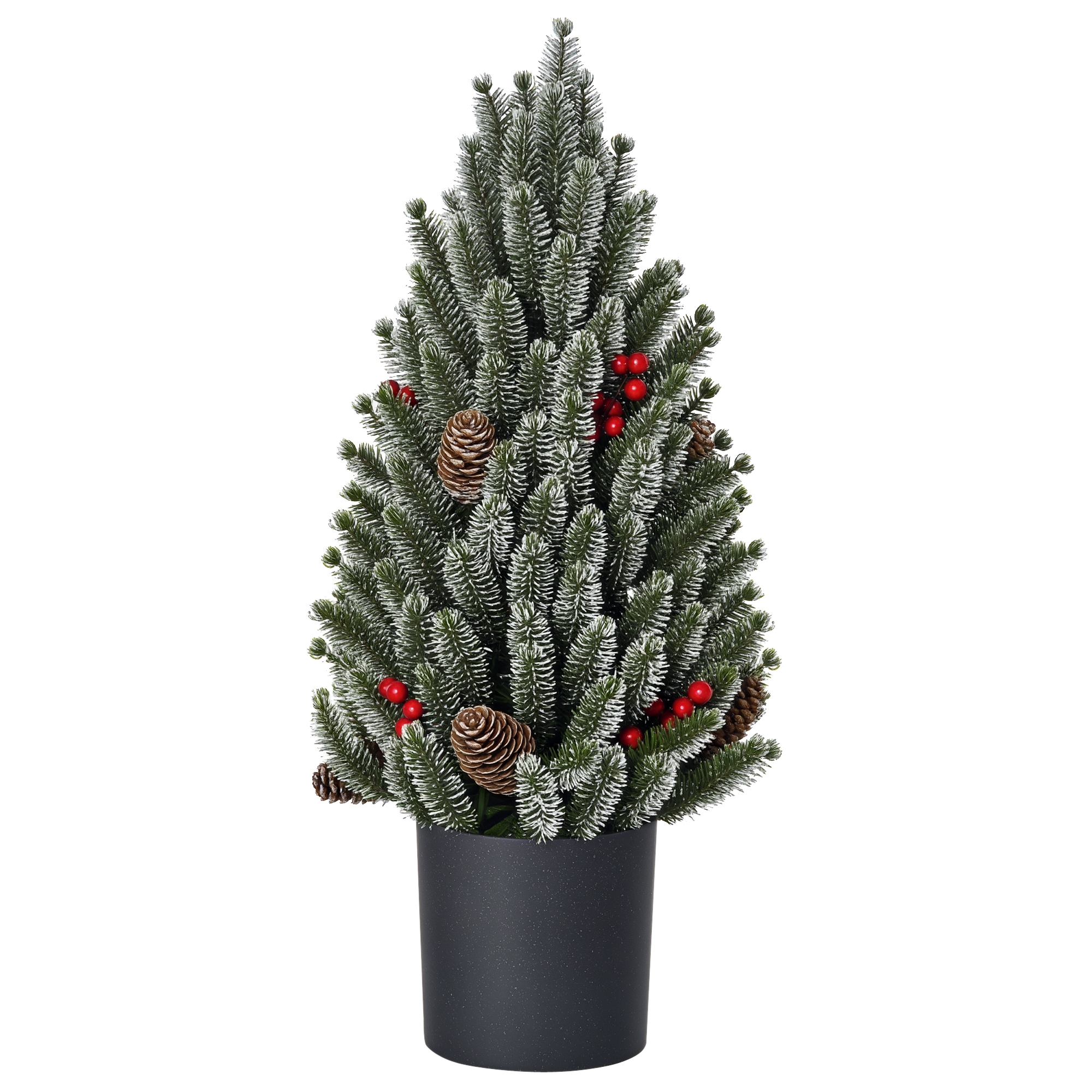 Mini Weihnachtsbaum mit Tannenzapfen, roten Beeren und Übertop 50 cm hoch, Mehrfarbig Mini Weihnachtsbaum mit Tannenzapfen, roten Beeren und Übertop 50 cm hoch, Mehrfarbig